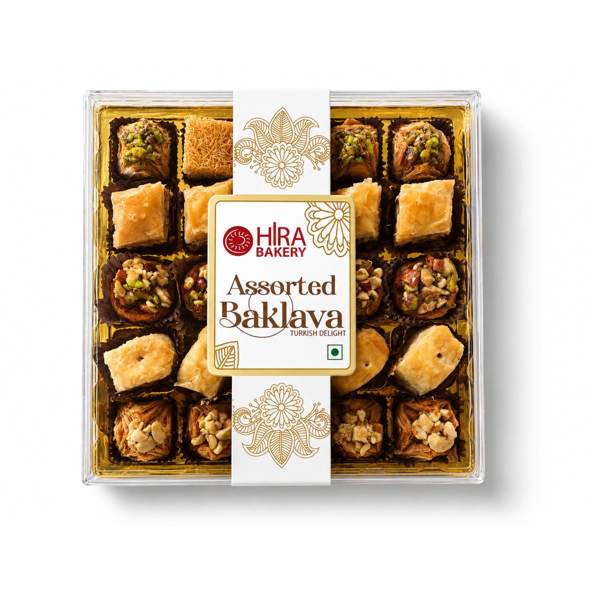 HIRA SWEETS Assorted Baklava Sweets 25 Pcs | Authentic Indian Baklava with Pistachios, Cashews & Pure Ghee | Perfect for Gifting and Snacking | Dipped in Sugar Syrup-image-6