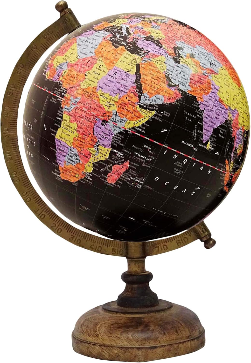 Desktop Rotating Globe Earth World Black Ocean Geography Table Décor 11.3"