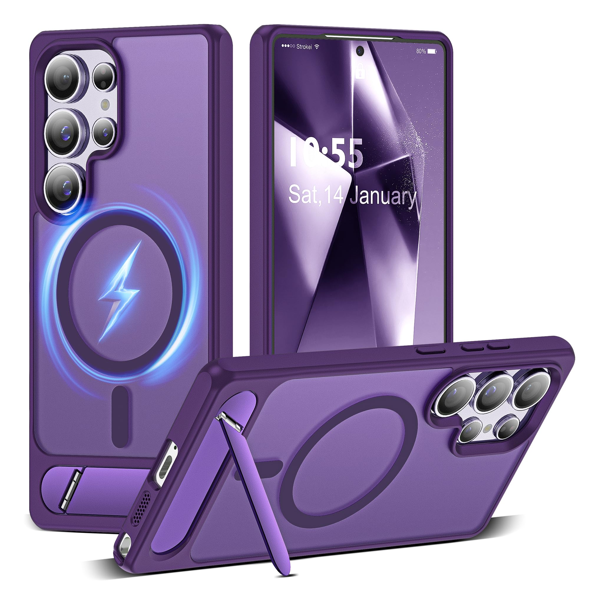 CASEROOKIE Compatible with Samsung Galaxy S24 Ultra Case [Built-in Invisible Kickstand][Compatible with Mag-Safe] Military Grade Shockproof