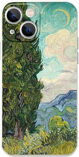 Van Gogh - Funda para iPhone 13 Pro Max, funda para teléfono con árbol verde cipreses para mujeres y hombres, a prueba de golpes, protección contra