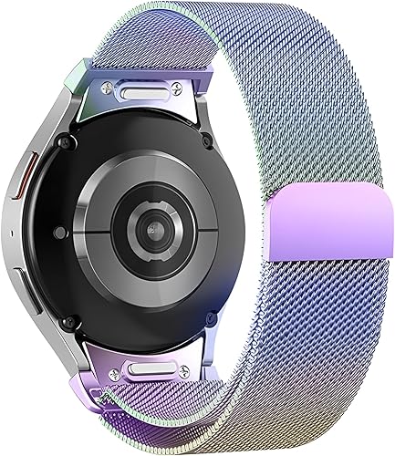 Correa milanesa de acero inoxidable compatible con Samsung Galaxy Watch 6, Galaxy Watch 6 Classic, cierre magnético con un solo clic para Samsung