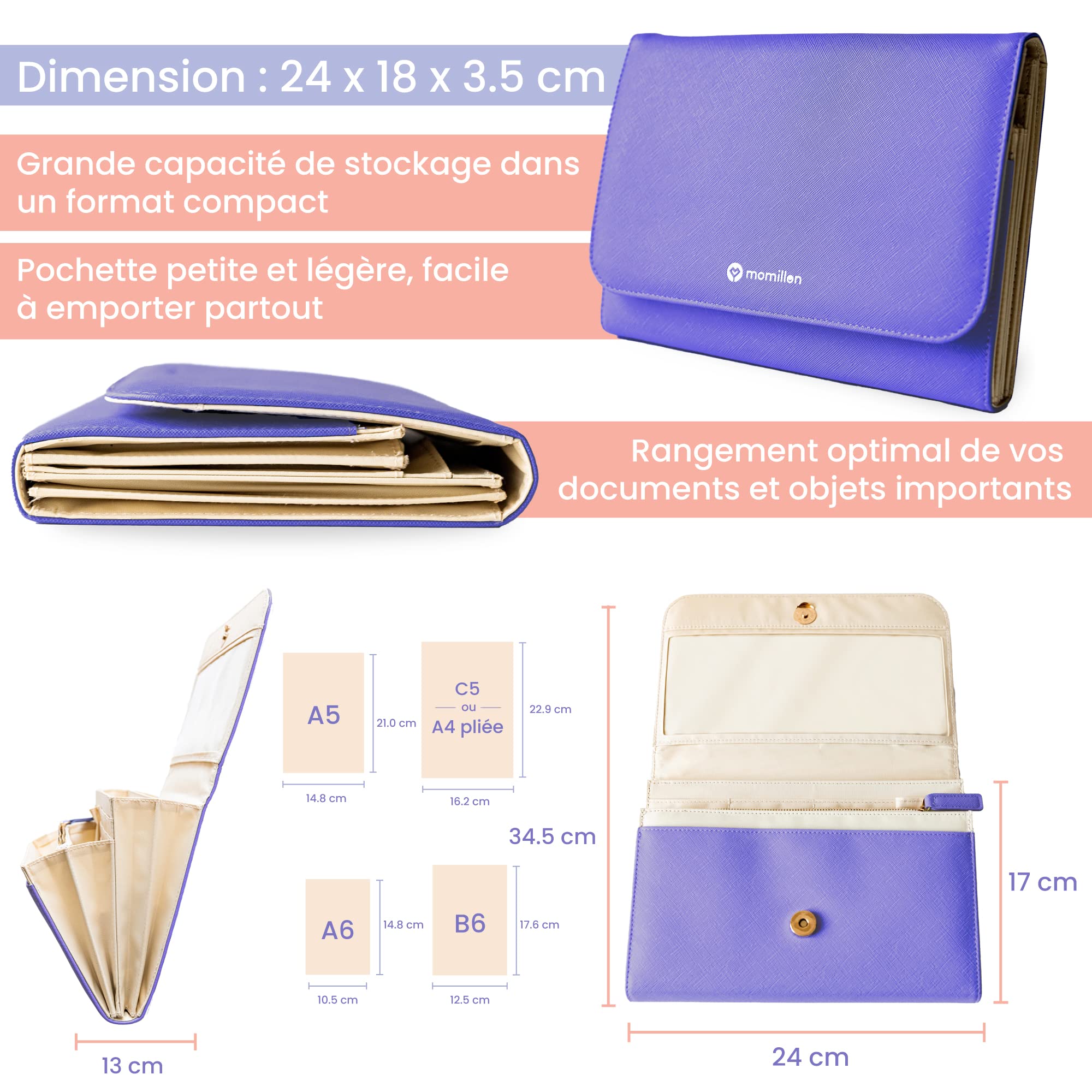 DIFLAX Porte-Documents Bébé Et Maternité - Organisateur Documents Familiaux Imperméable Orange