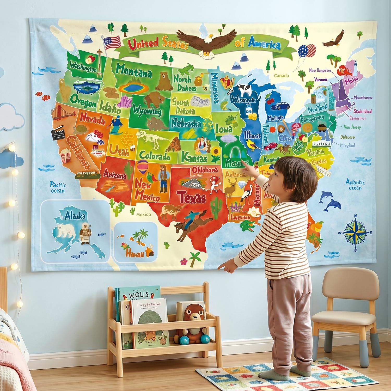 Amazon.com: BASHOM TP-008 United states MAP Tapestry 60''x40