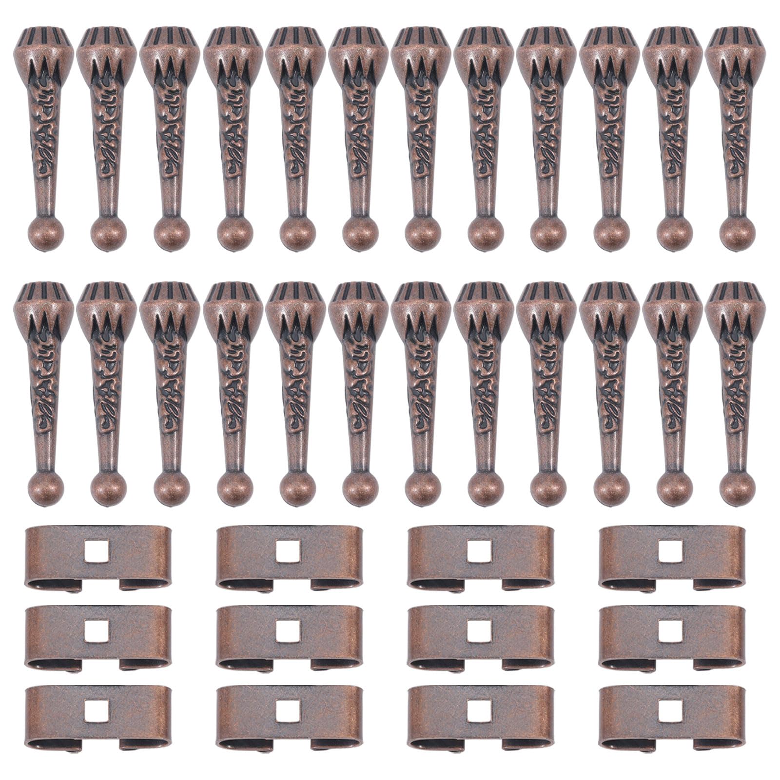 CHGCRAFT 36pcs 2 Style Bolo Tie Findings Kit Alloy Cord Ends Bolo Tie Slide Bolo Tie Slides Clasp Replacement Accessories Red Copper for DIY Crafts Clothes Decor, 1.3x0.4inch