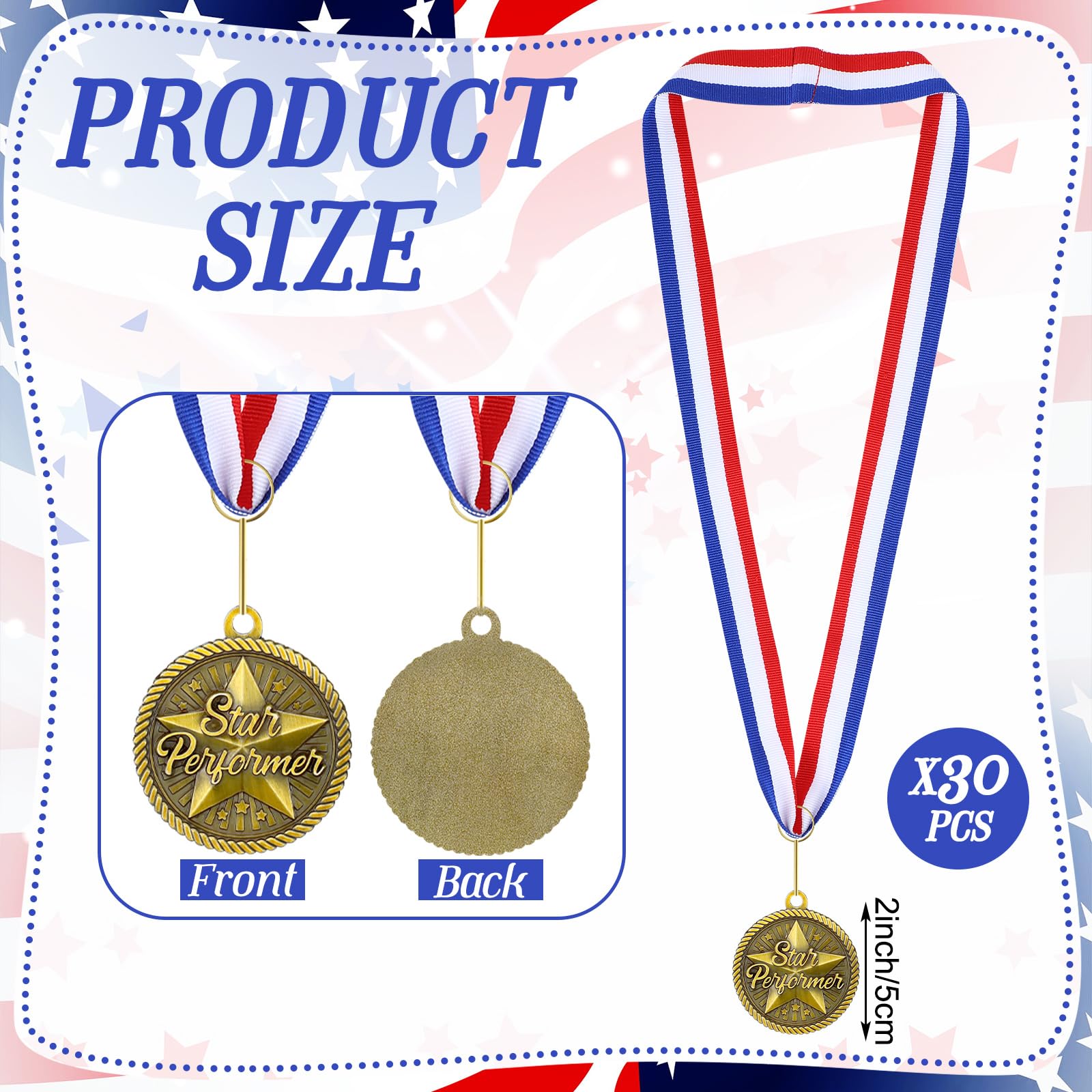 30 medallas de premio a granel de 2 pulgadas con cintas para el cuello, oro antiguo con grabado, trofeo, premios de regalo para los amantes de los libros de competiciones escolásticas