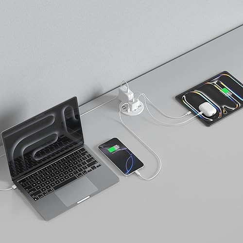 Miniatura 6 de Ojal de alimentación de escritorio de 3.15 pulgadas, USB C de 20 W, 8 USB, tira de alimentación empotrada para muebles, 2 tomas, montaje empotrado