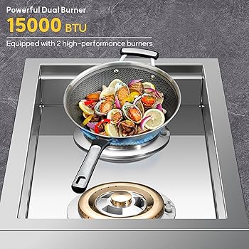 Amazon.com : VEPURLT Double Side Burner with 2 x 17,000 BTU