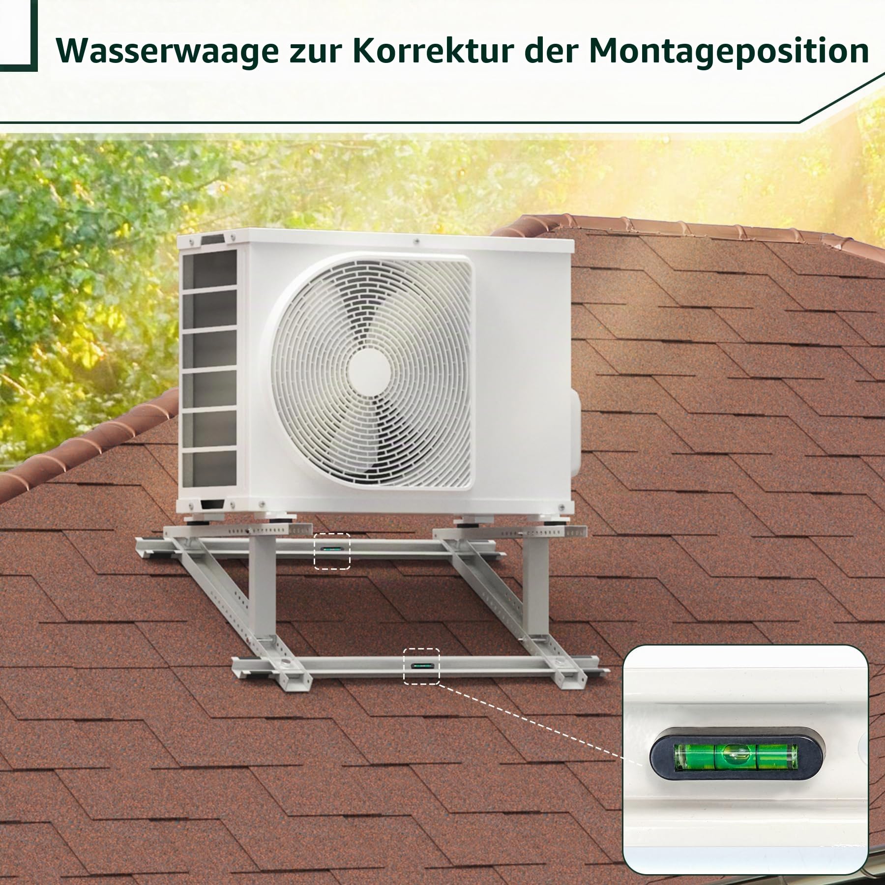Flehomo Klimaanlage Dachhalterung für Mini Split Klimaanlagen Wärmepumpensystem, verstellbare Halterung für Dach, robuste Dachhalterung für 9.000-24.000 BTU