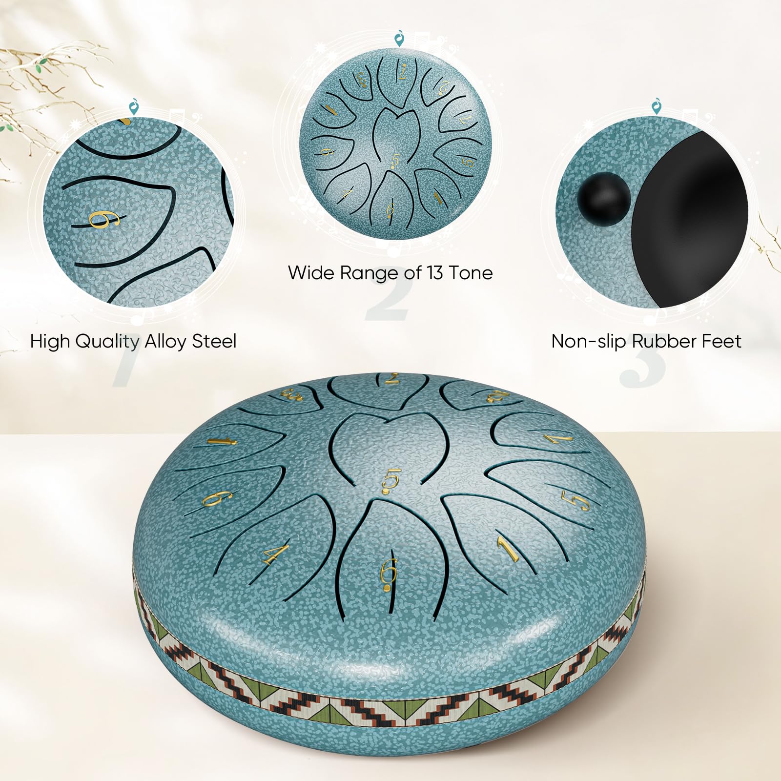 Sunowl Tongtrommel, 15 cm, 11 tonen, stalen tongtrommel voor beginners, kinderen en volwassenen, handpan, stalen drum met trommelzak voor meditatie, geluidsgenezing (paars