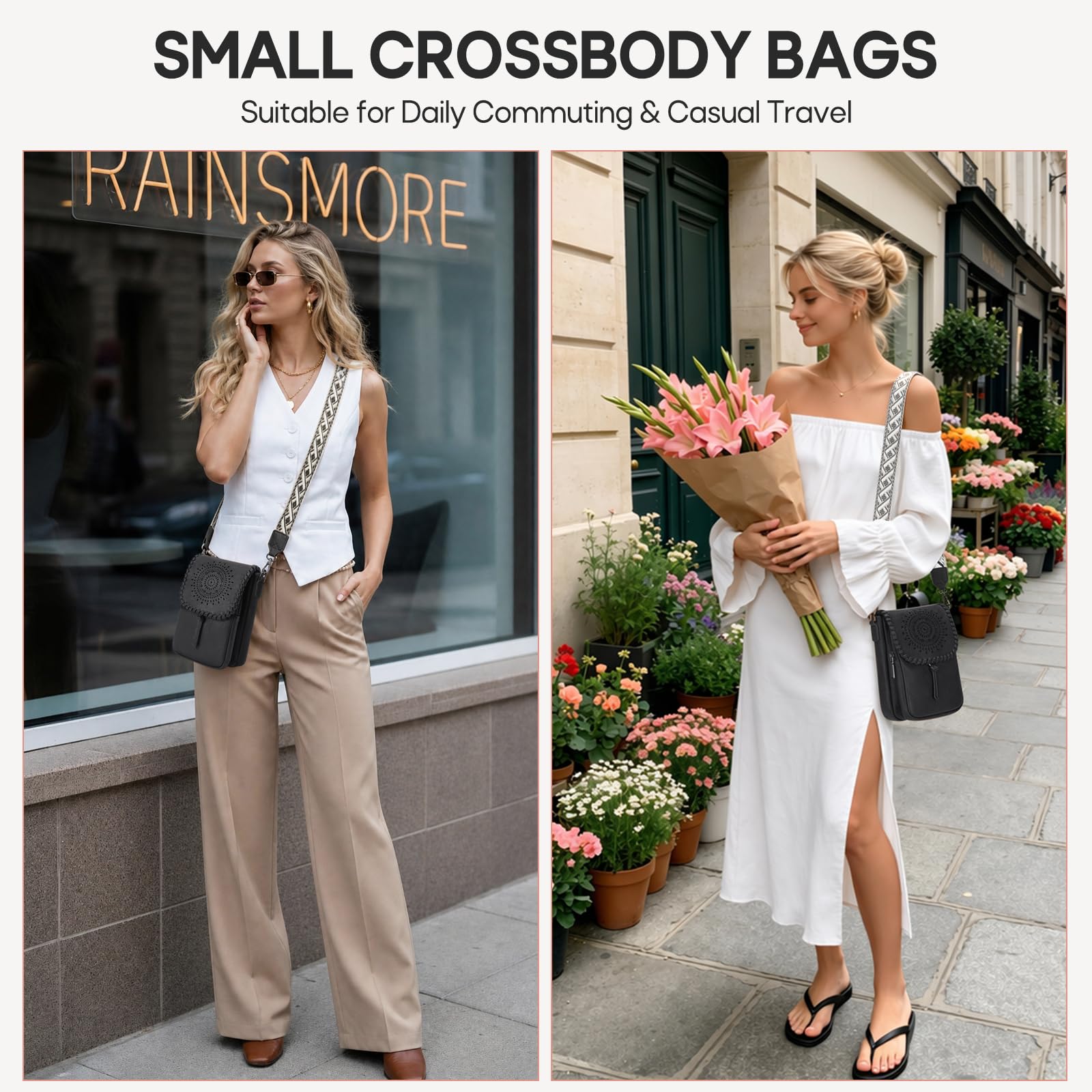 RAINSMORE Borsetta Tracolla Donna Piccola Pelle PU Porta Cellulare Tracolla