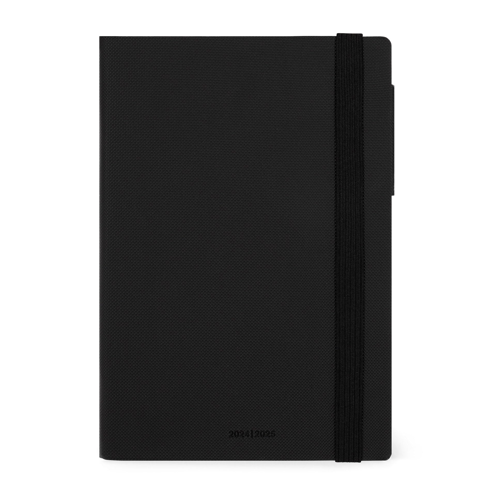 Legami - Agenda semanal 2024-2025, 18 meses, mediana con cuaderno, agenda de julio de 2024 a diciembre de 2025, cierre elástico, papel certificado FSC, bolsillo con agenda, 12 x 18 cm, Black Diamond