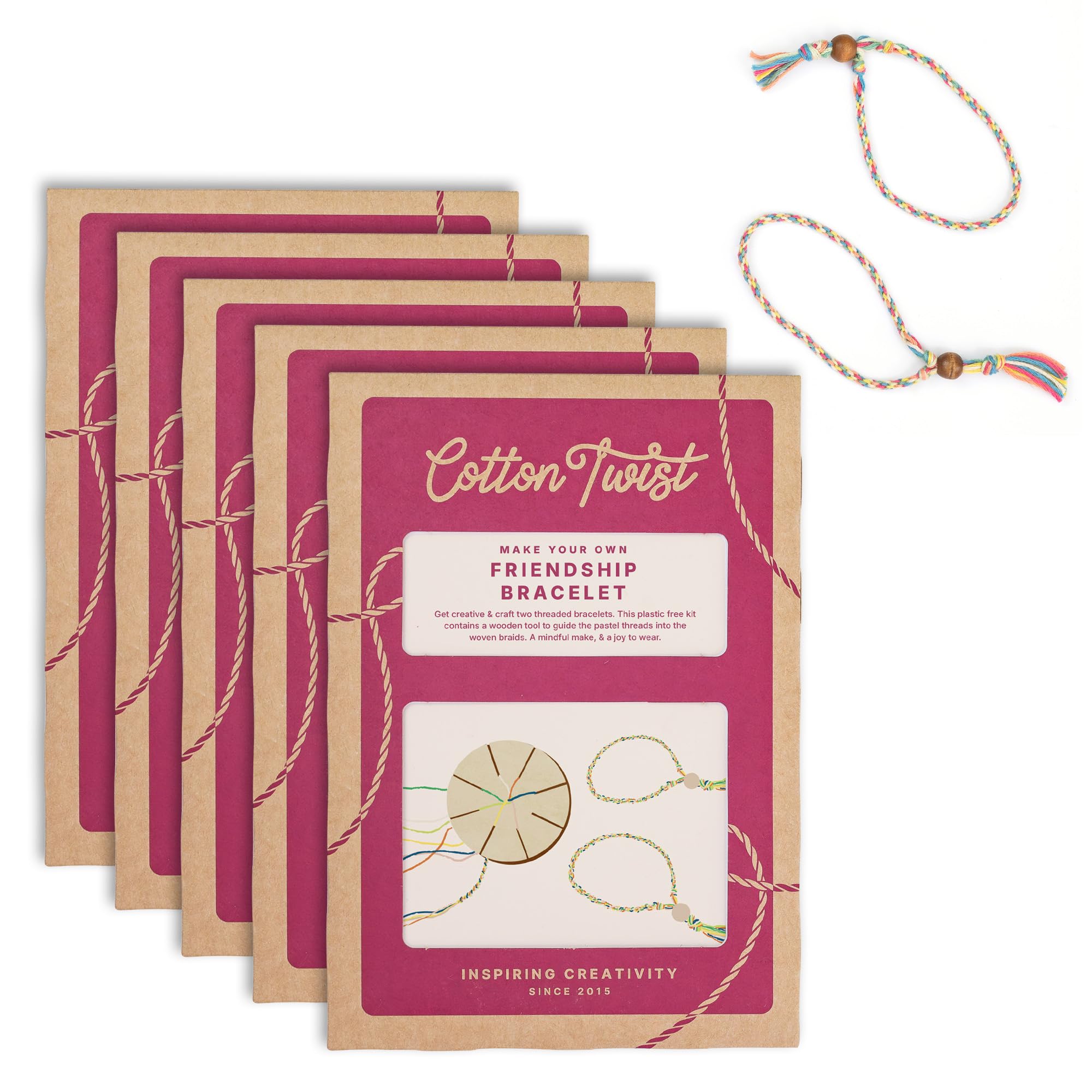 COTTON TWIST Kids Friendship Bracelets Making Craft Kit - Unisex Children Creative Beading Jewellery Designing DIY Play Set - Pack of 5