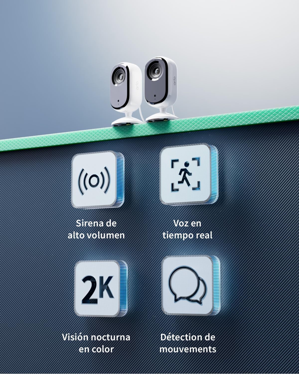 Arlo Essential 2 Indoor 2K Cámara WiFi Interior 2K para Mascotas, visión Nocturna, Audio bidireccional, Obturador de Lente, Blanca