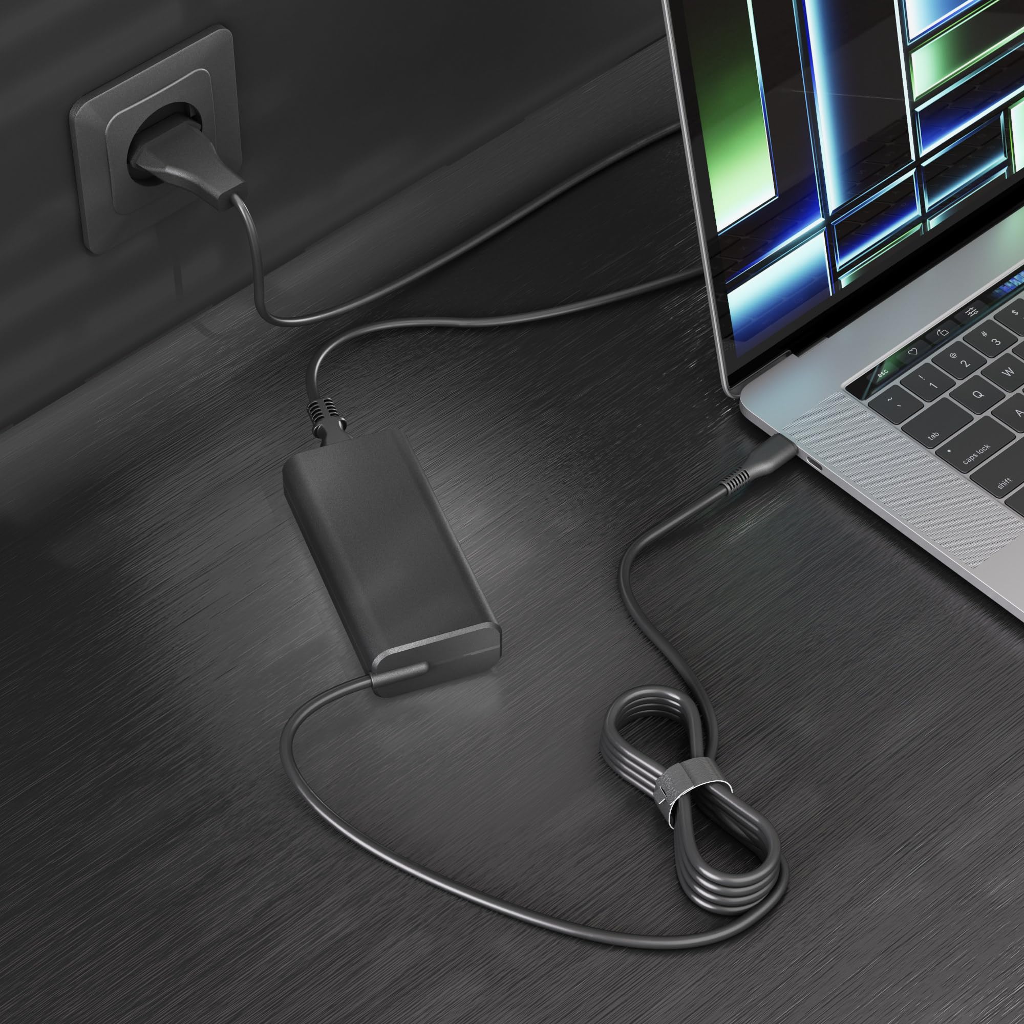 Vuelogic Adaptateur Secteur USB-C 65W, Chargeur Rapide PD, Technologie GaN, Chargeur pour Ordinateur Portable et appareils Mobiles, Noir