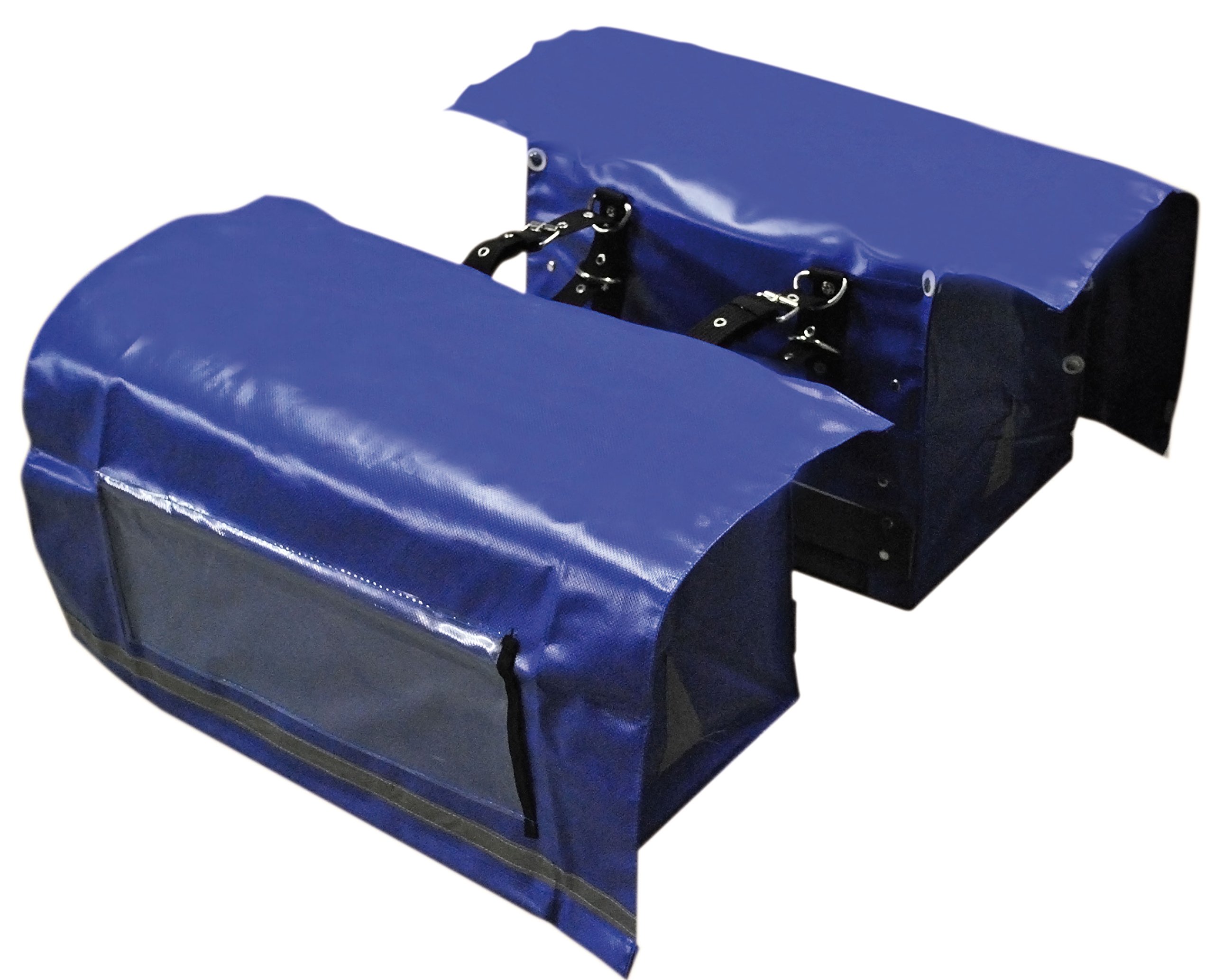 Zeitungstaschen • 2 Blaue Zustellertaschen für Zeitungswagen, Zeitungsroller & Fahrrad • rundum Reflektoren • Wasserabweisende LKW-Plane • Innenmaße ca. 40x30x30 cm • Zustellerbedarf