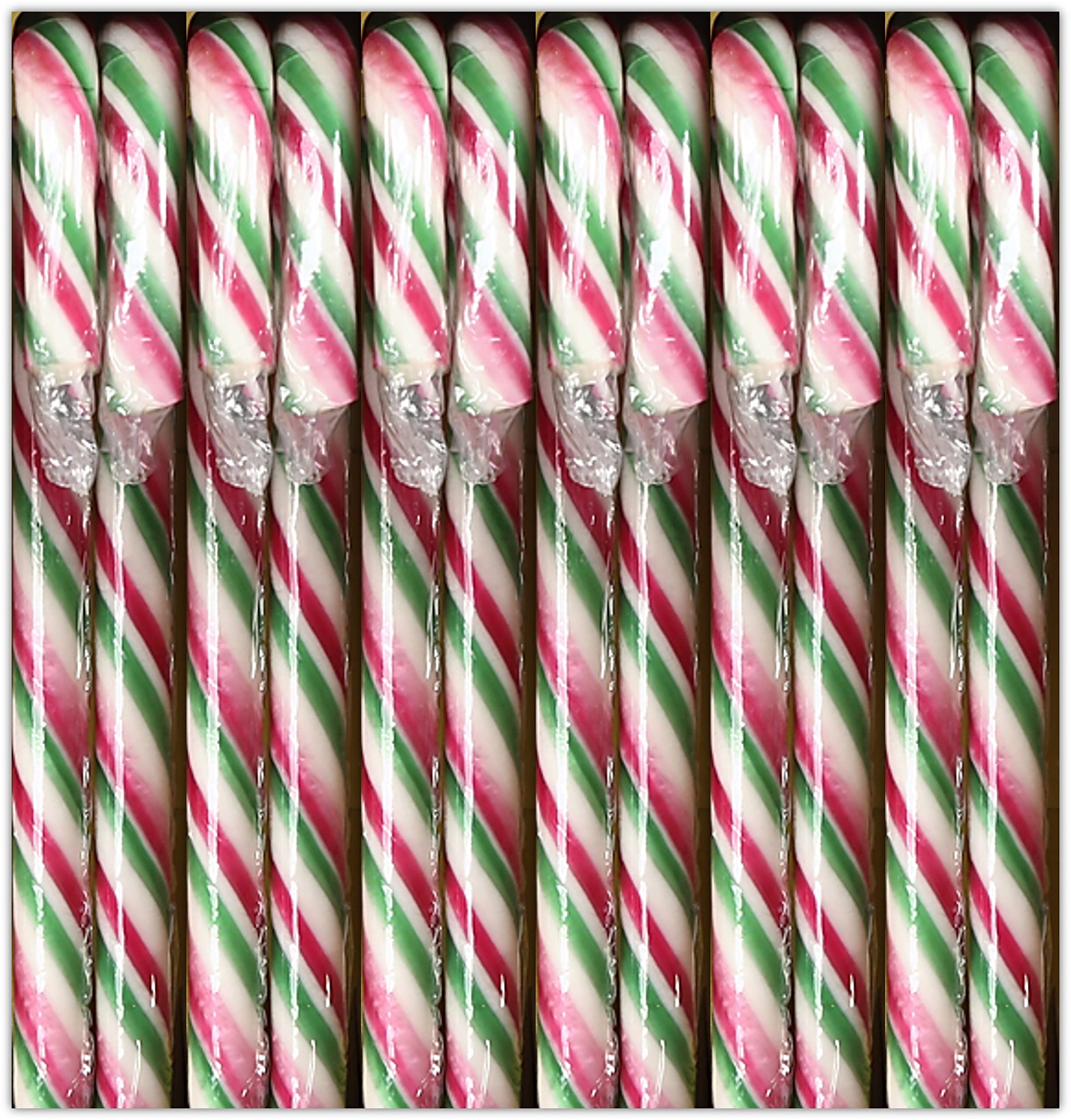 12 Vegan Peppermint Candy Canes - Green, Red & White Christmas Decorations Sweets in Natural Flavour - Suitable for Vegetarians 170g
