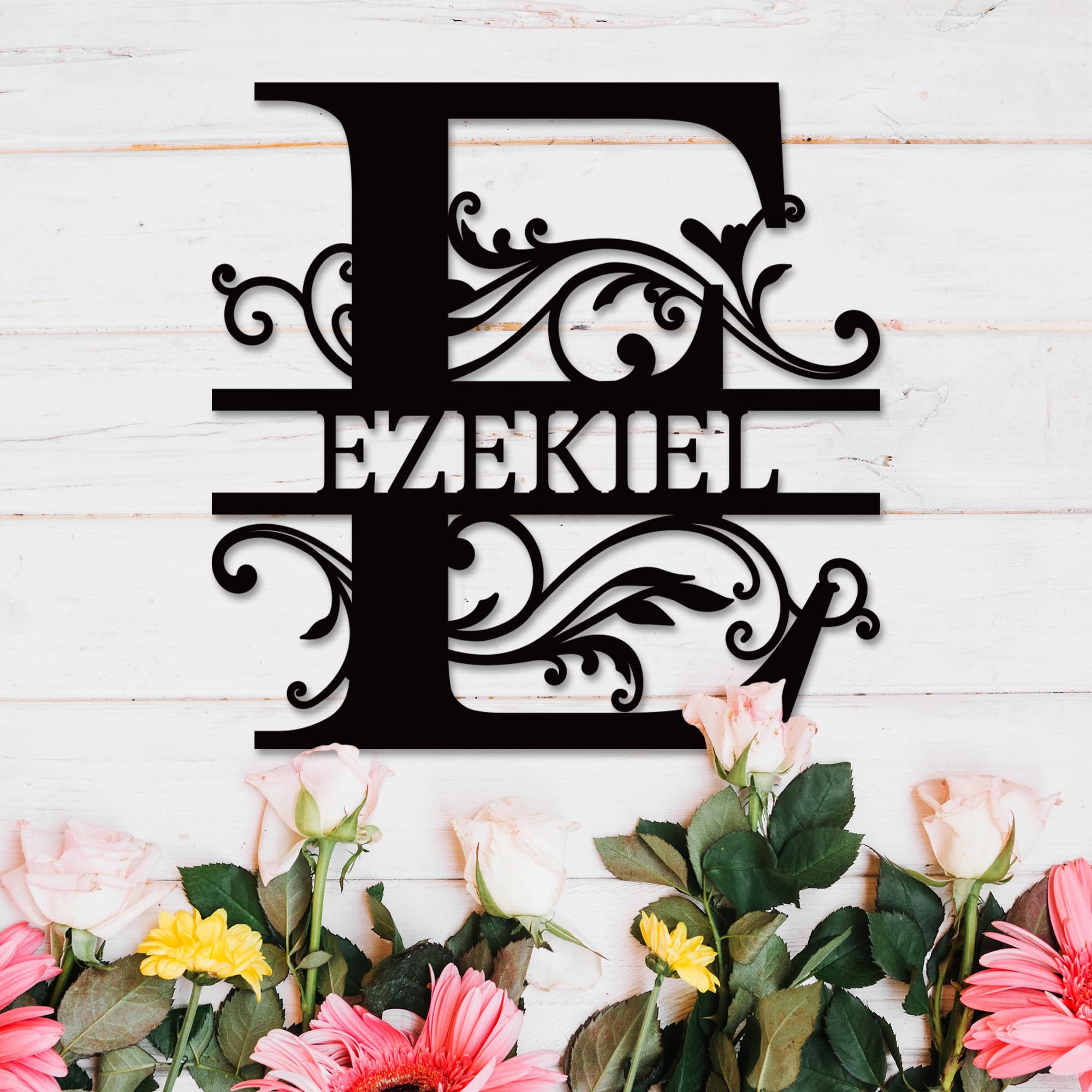 Personalized Metal Name Signs, Split Letter Monogram Wall Decor, Custom Last Name Sign, Family Name Sign for Outdoor, Personalized Wedding Gift, Garden Decor, Metal Wall Art, Housewarming Gift (Design