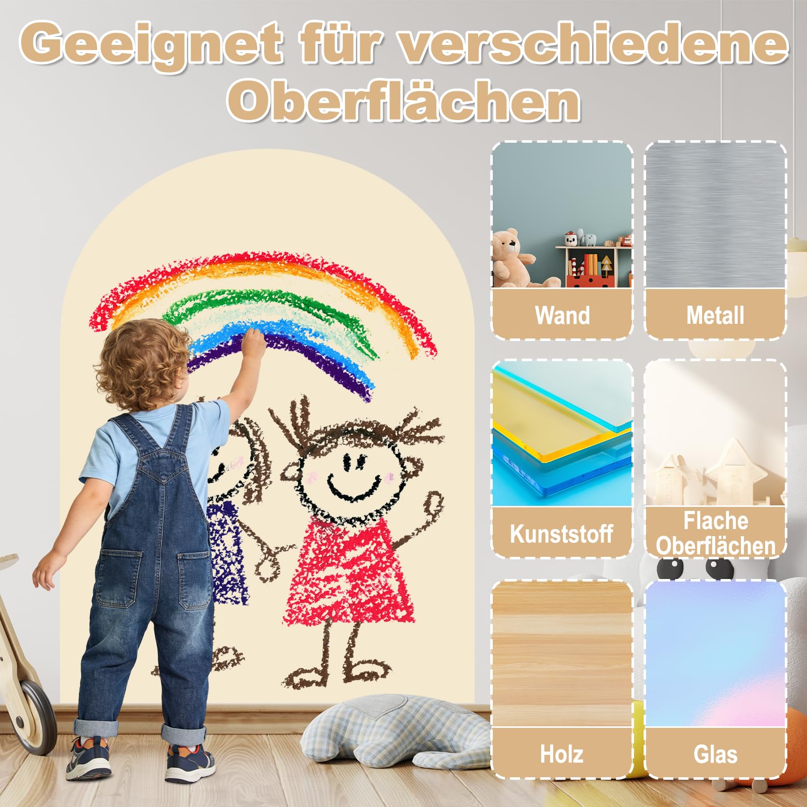 Pizarra Magnética para Niños, Pared Adhesiva Infantil 80x100cm con Tiza, Borrable Pizarra Magnetica, para Decoración para Habitaciones Infantiles, Colegio,Oficina (Blanco Marfil)