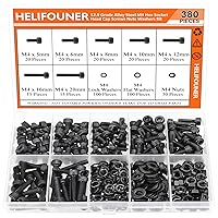 Vista 25 de 560 Piezas M2 x 4 mm / 6 mm / 8 mm / 10 mm / 12 mm / 16 mm / 20 mm, Kit de Tornillos de Cabeza de Botón con Arandelas y Tuercas, Acero de Aleación