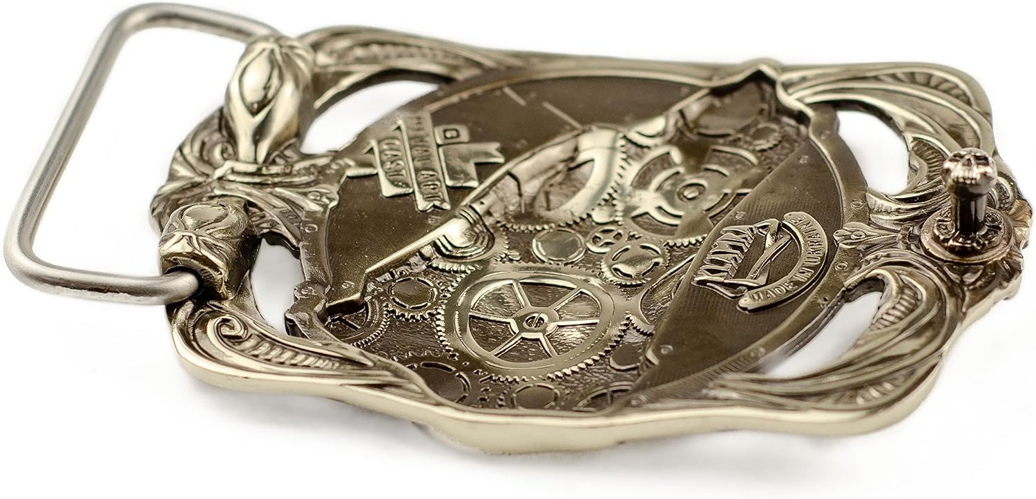 Steampunk german silver belt buckle Wolf, Solid handmade sculptural Victorian art belt buckle, American Wild West howling wolf belt buckle
