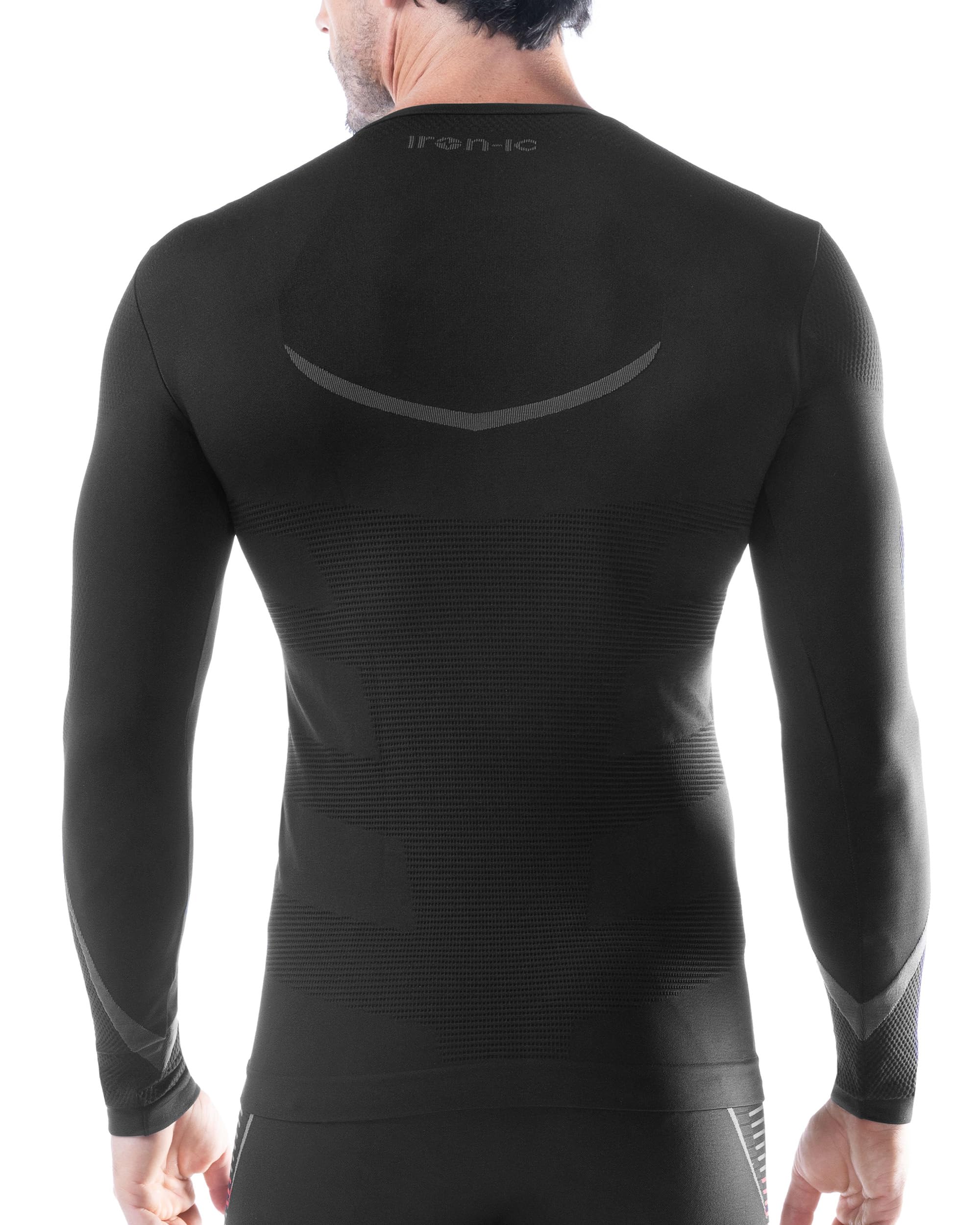 Iron-Ic - T-Shirt Uomo Maniche Lunghe I-Soft Seamless con Tessuto Smear Techno Fleece - Fitting Slim per Sport Outdoor Invernali - Art. 201999