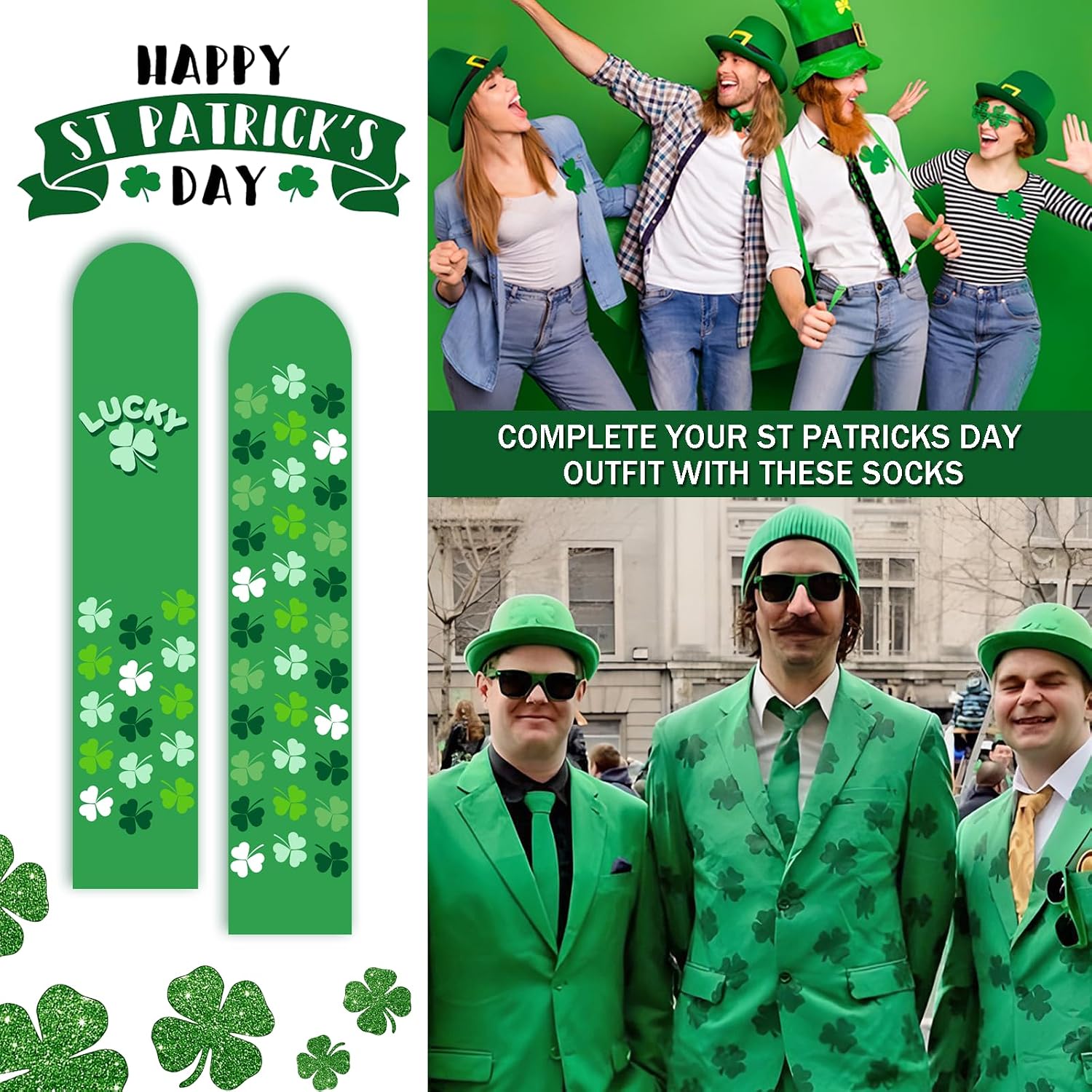 St Patricks Day Socks Irish Shamrock Holiday Gifts for Men and Women Crew Socks
