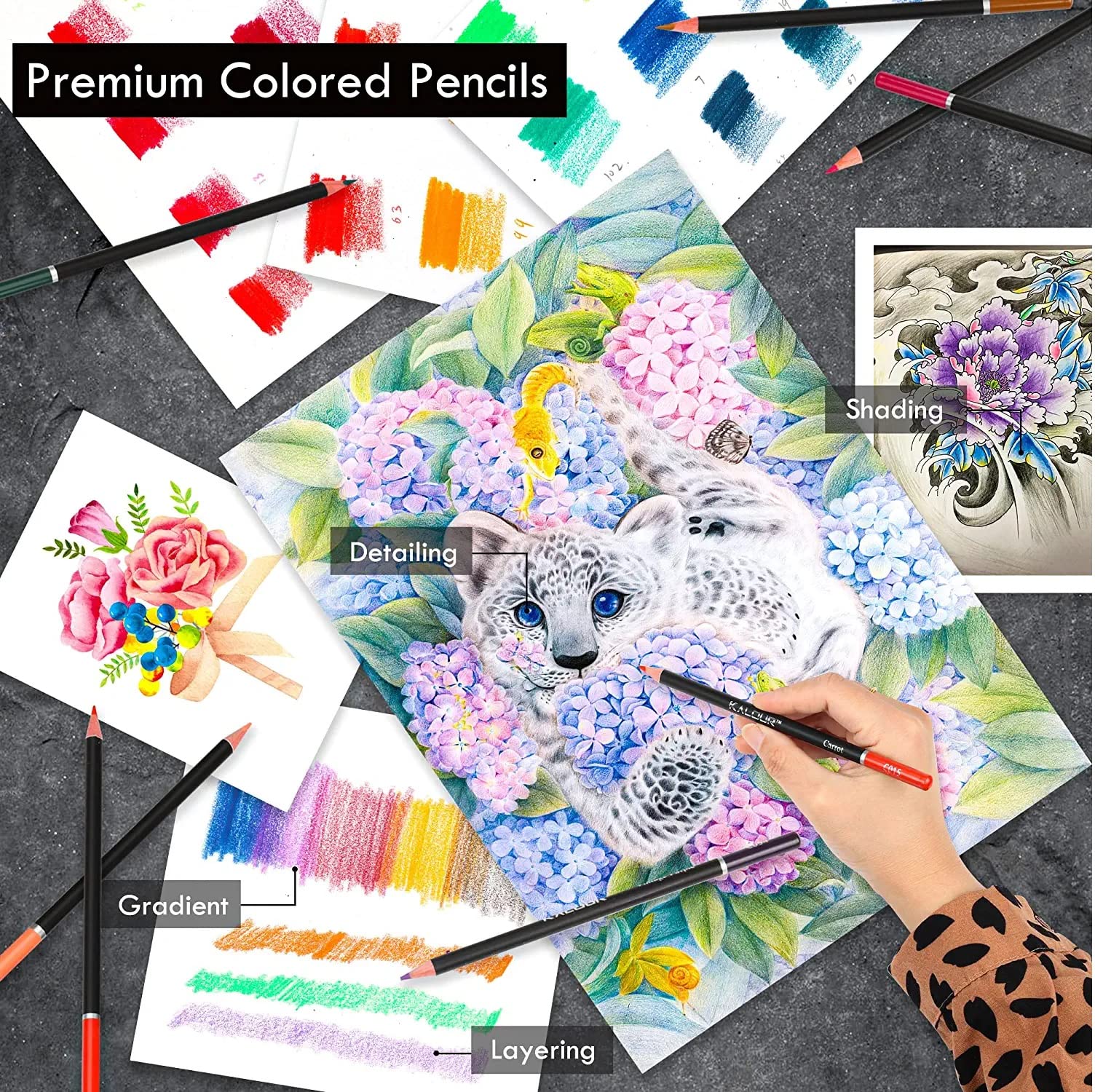 Corslet Juego de 146 lápices de dibujo para artistas, con 16 y 25 páginas, A5, cuaderno de bocetos, acuarela, a base de aceite, juego de suministros de arte para artistas
