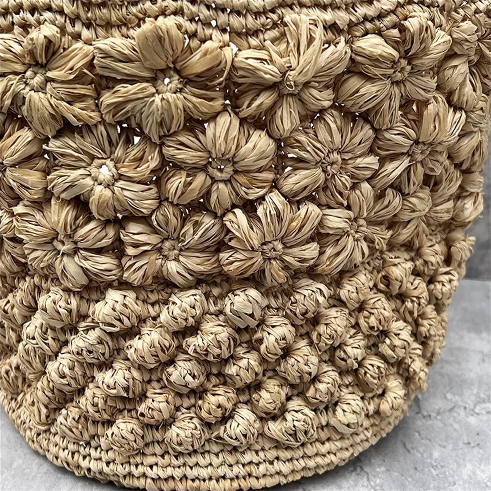 Borsa Intrecciata Donna Borse da spiaggia for donna Borsa a secchiello a fiori in paglia Estiva