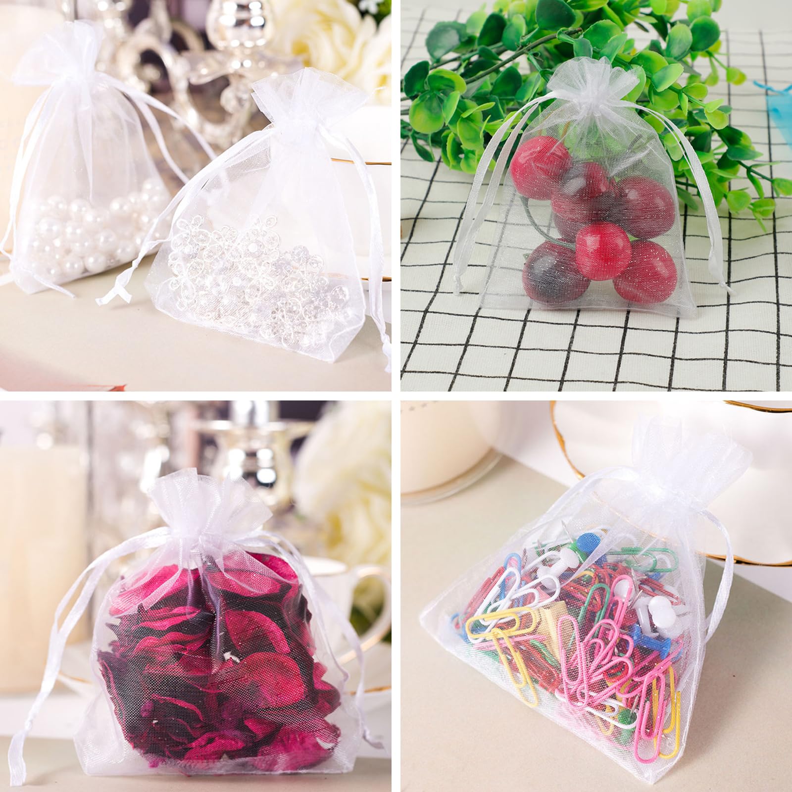 Piccoli Sacchetti Regalo In Organza, 100 Sacchetti, Colore Grigio