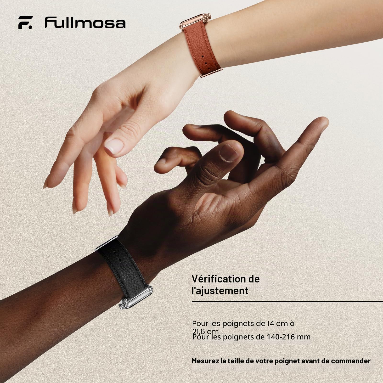 Fullmosa Bracelets en Cuir Véritable Compatible avec Apple Watch 42mm(S11/10)/41mm/40mm/38mm Femme Homme,iWatch Btacelet pour iWatch SE3/2/1 Series 11/10/9/8/7/6/5/4/3/2/1, Brun+Or Rose Fermoir