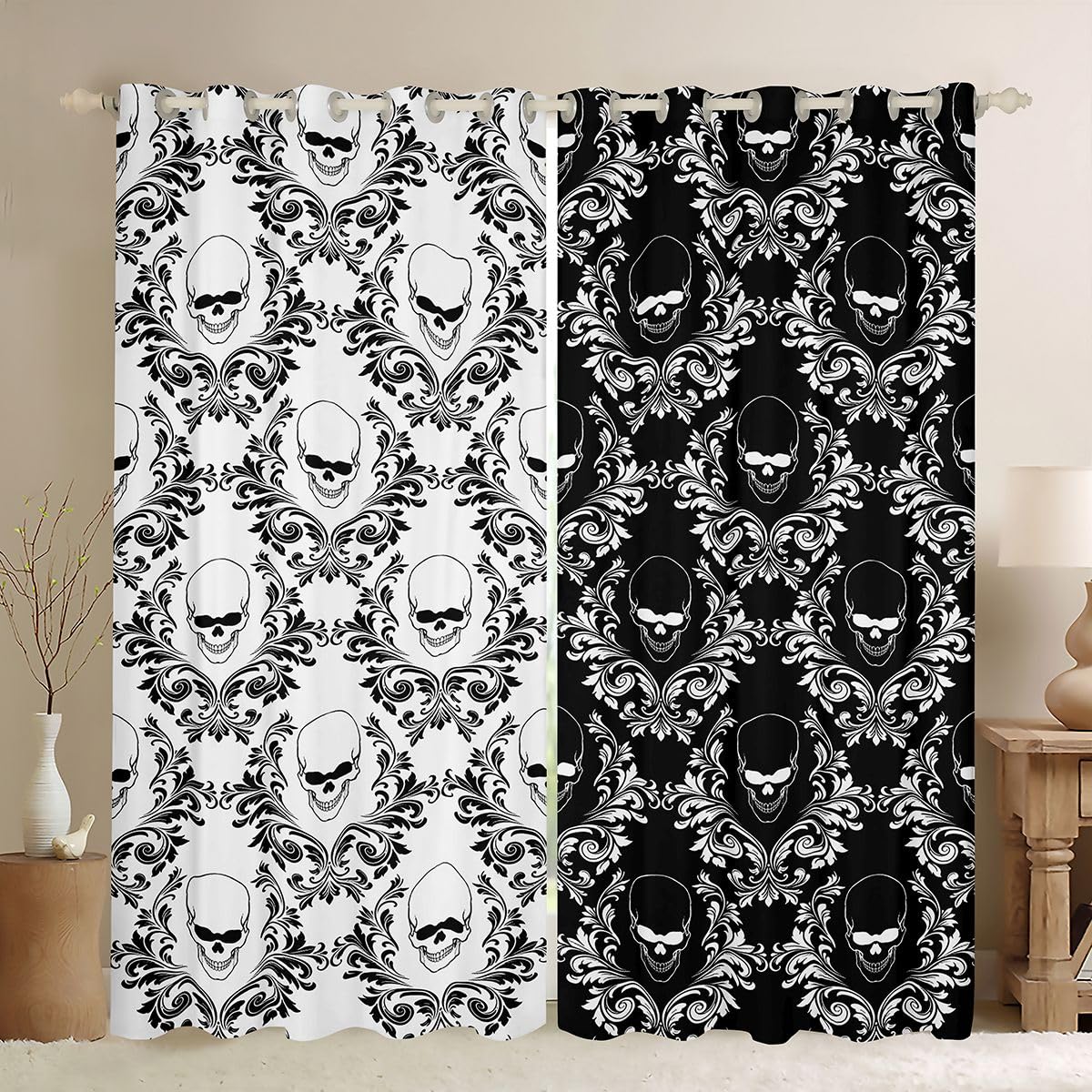 Loussiesd Sugar Skul Window Treatments, 2 panele szer. 46 x dł. 72