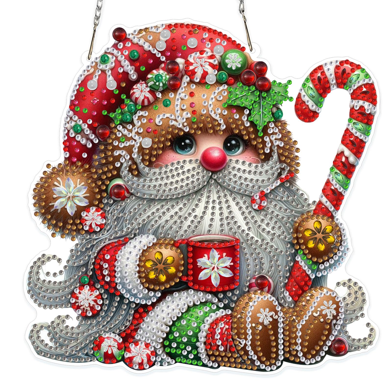 MOGTAA Christmas Diamond Art Hanging Kits for Adults Kids, 5D Special Shape Diamond Painting Christmas Gnomes Pendant Kits, Crystal Rhinestones Crystal Art Painting for Home Decor Gifts