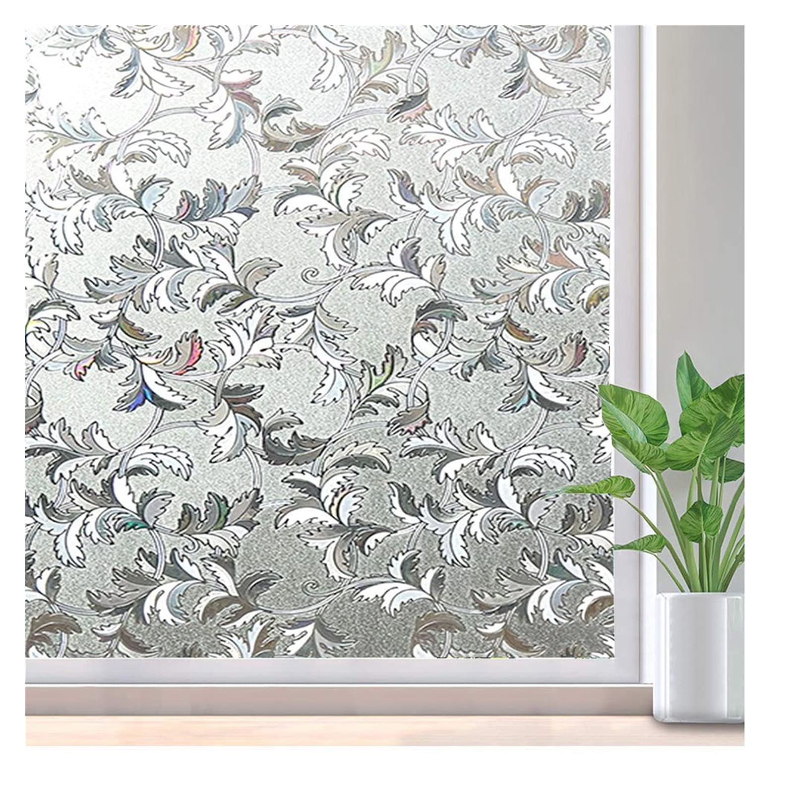 window film， 3D Decor Glass Door Window Covering, Removable Sticker, Static Cling(45x300cm)