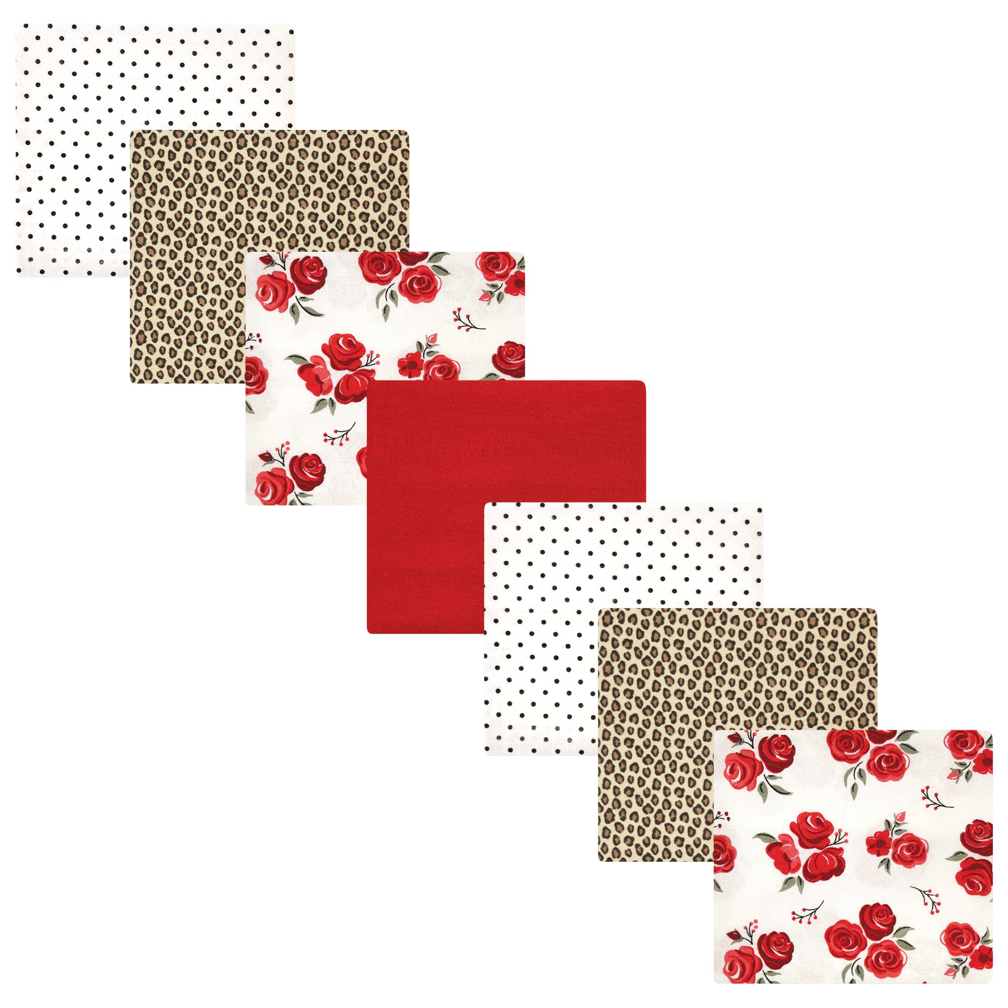 Hudson Baby Unisex Baby Cotton Flannel Receiving Blankets Bundle, Rose Leopard, One Size
