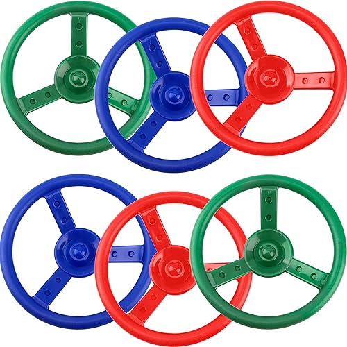 Juego de 6 volantes de plástico para parque infantil, juego de volante, juguetes para niños, casa de juegos, accesorios para casa de árbol (juego de