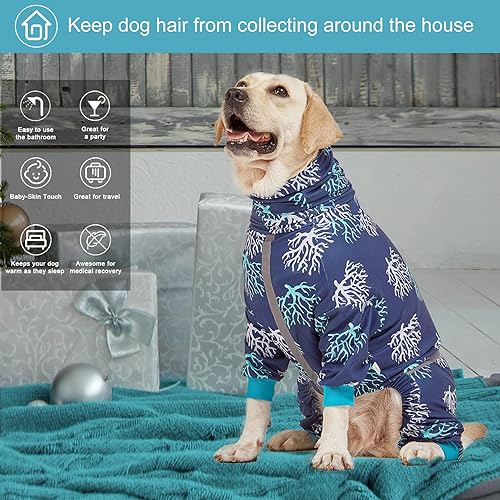 Miniatura 6 de LovinPet Pijama tipo bóxer para perros  Protección UV y cuidado de heridas, alivio de la ansiedad, tela elástica ligera, rayas reflectantes,