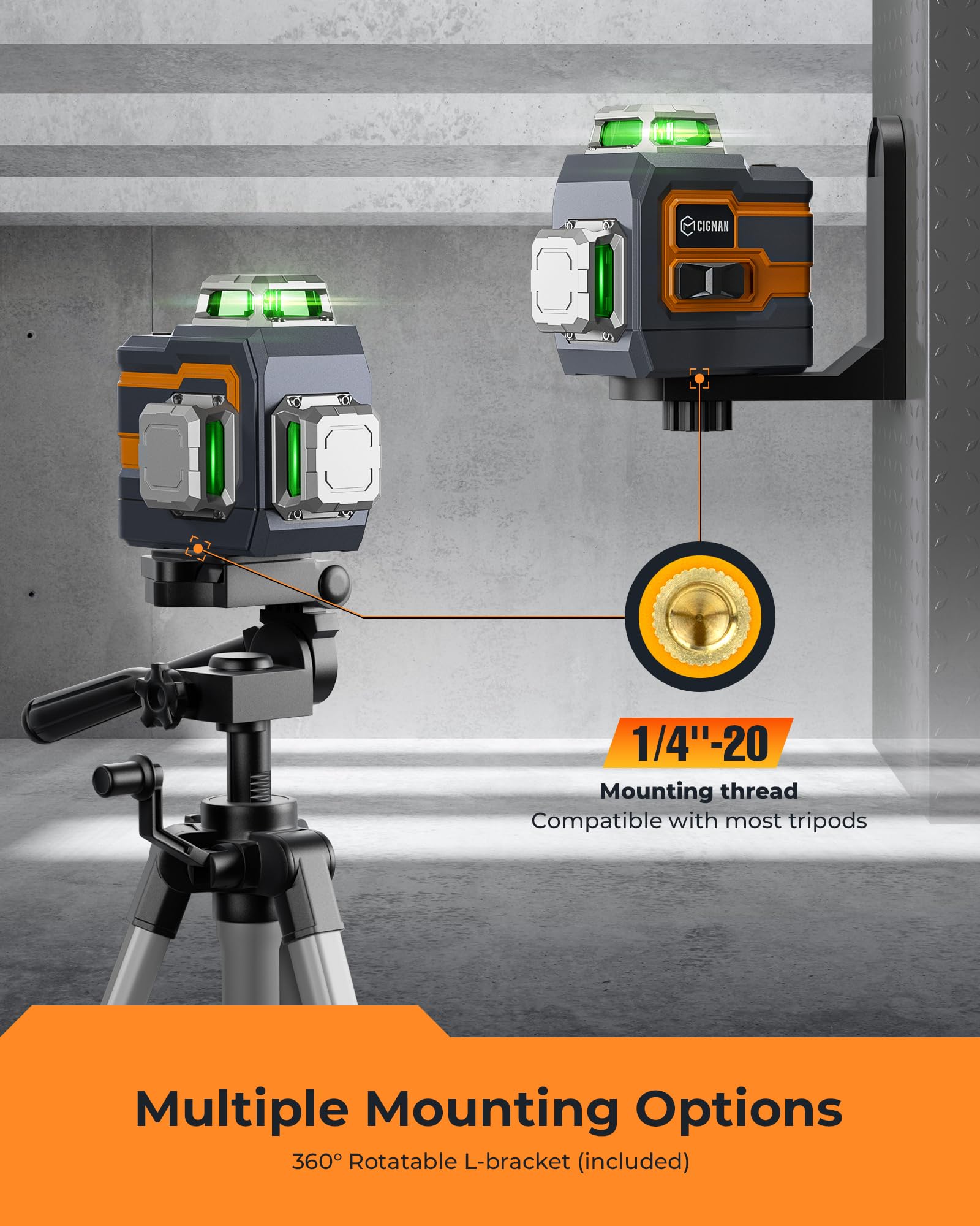 Livella Laser Autolivellante 3x360°, CIGMAN Controllo di APP Intelligente Livello Laser, con Batteria al Litio Ricaricabile Typ-C, 3D Linea a Croce Orizzontale/Verticale, Base Magnetico, (CM-S01)