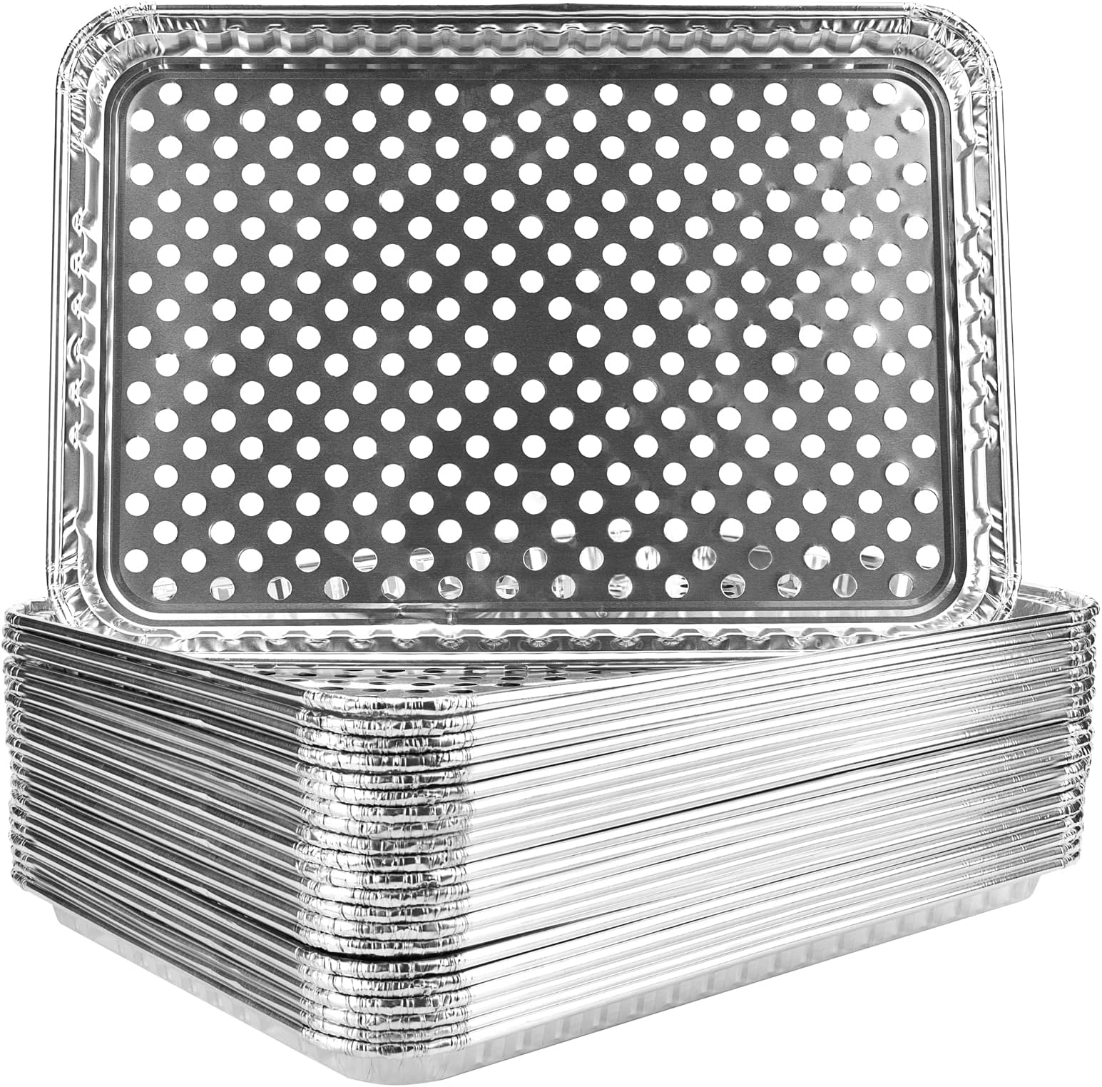 24Pack Disposable Aluminum Foil BBQ Grill Topper Pan Prevents Food from Falling