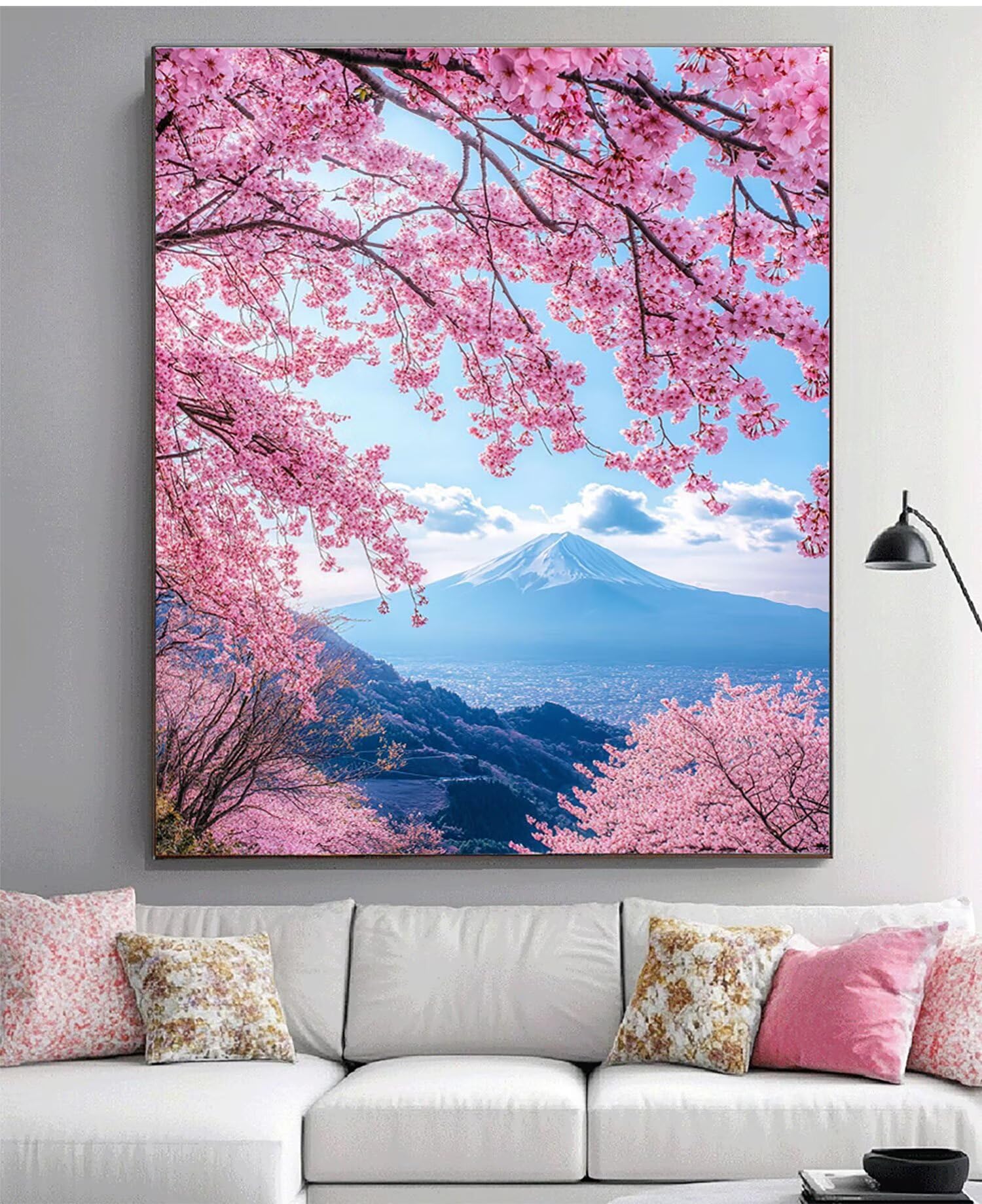 Diament Malarstwo Japonia Diament Malarstwo Dorosły Duży XXL 90 x 60 cm 5D Kwiat Zestaw do malowania diamentami Zestaw do tworzenia kryształów z akcesoriami do dekoracji ścian, kreatywny wypoczynek