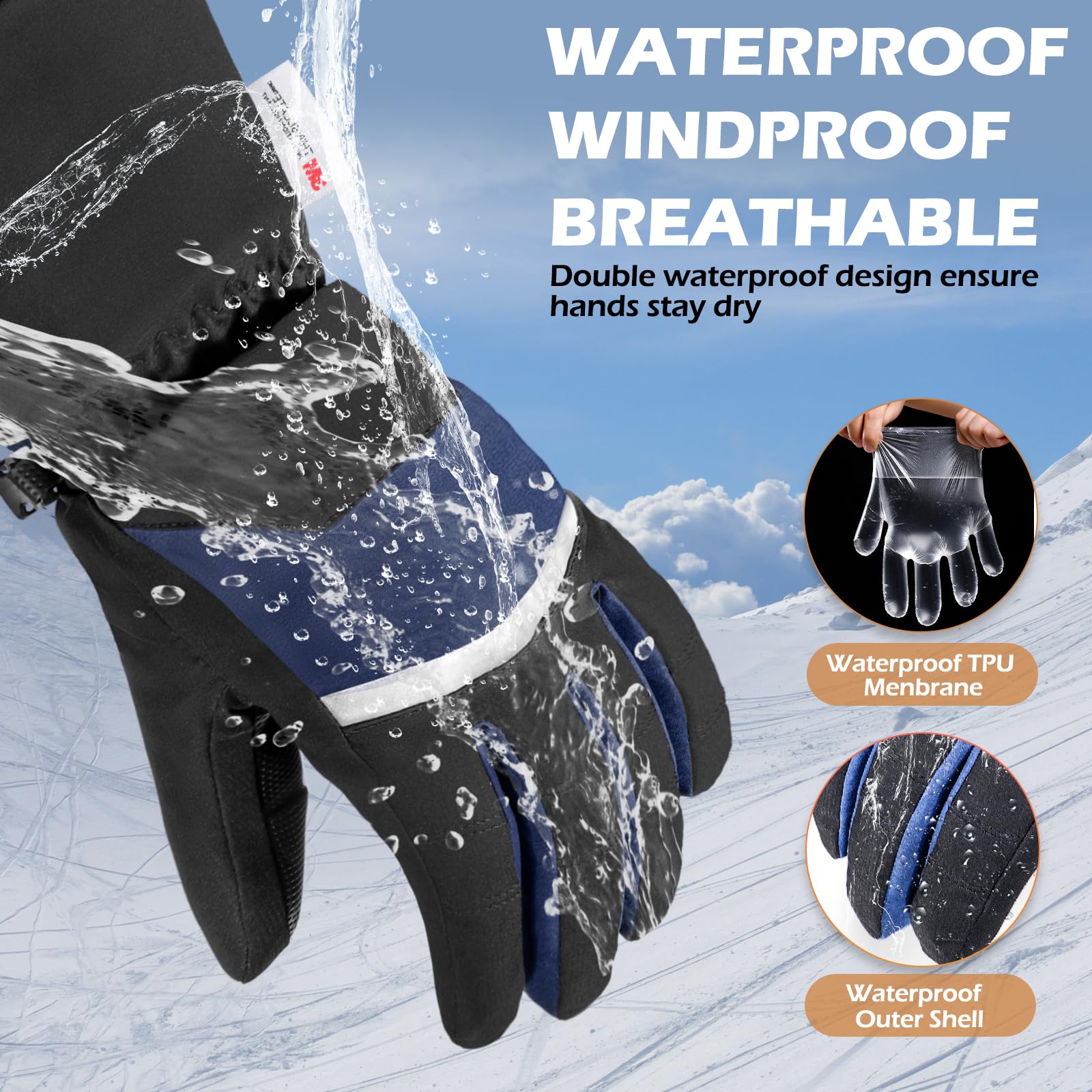 Gants D'Hiver WARMTUYO - Imperméables, Tactiles Et Super Chauds - Homme Et Femme