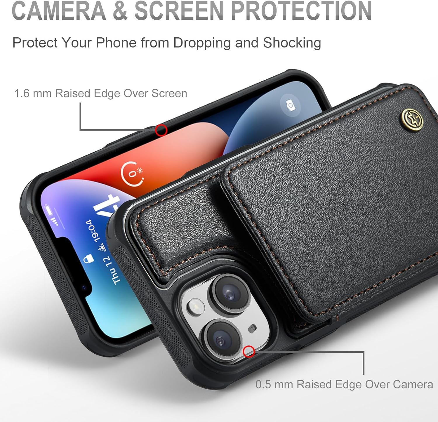 Vinich for iPhone 14 Wallet Case with Card Holder, RFID Blocking Credit Slots Kickstand Shockproof Phone Cover Fit for iPhone 14 6.1" Black - Image 3