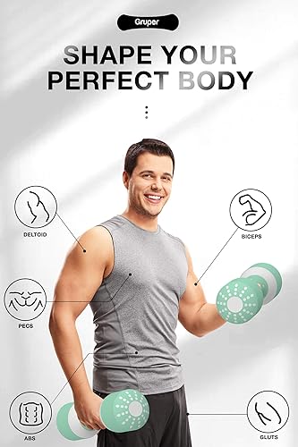 Miniatura 2 de Gruper Mancuernas ajustables, 5 opciones de peso en 1, pesas de mano para equipos HIIT, Pamela y Tabata, juego de mancuernas de diseño anticaídas y