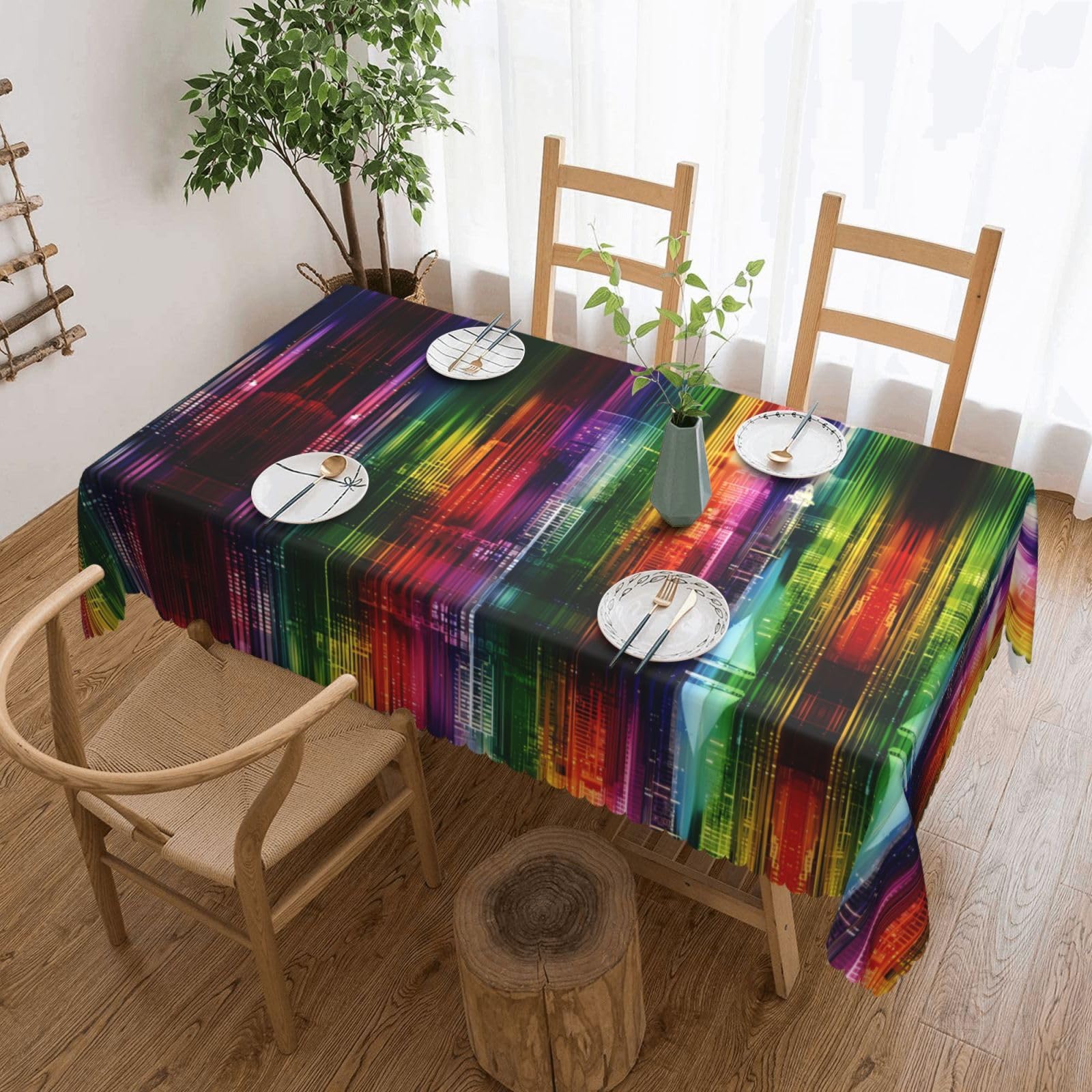 MROWYC Rainbow City Printed tablecloths are suitable for hotels, picnics, and parties, and can effectively protect the tabletop