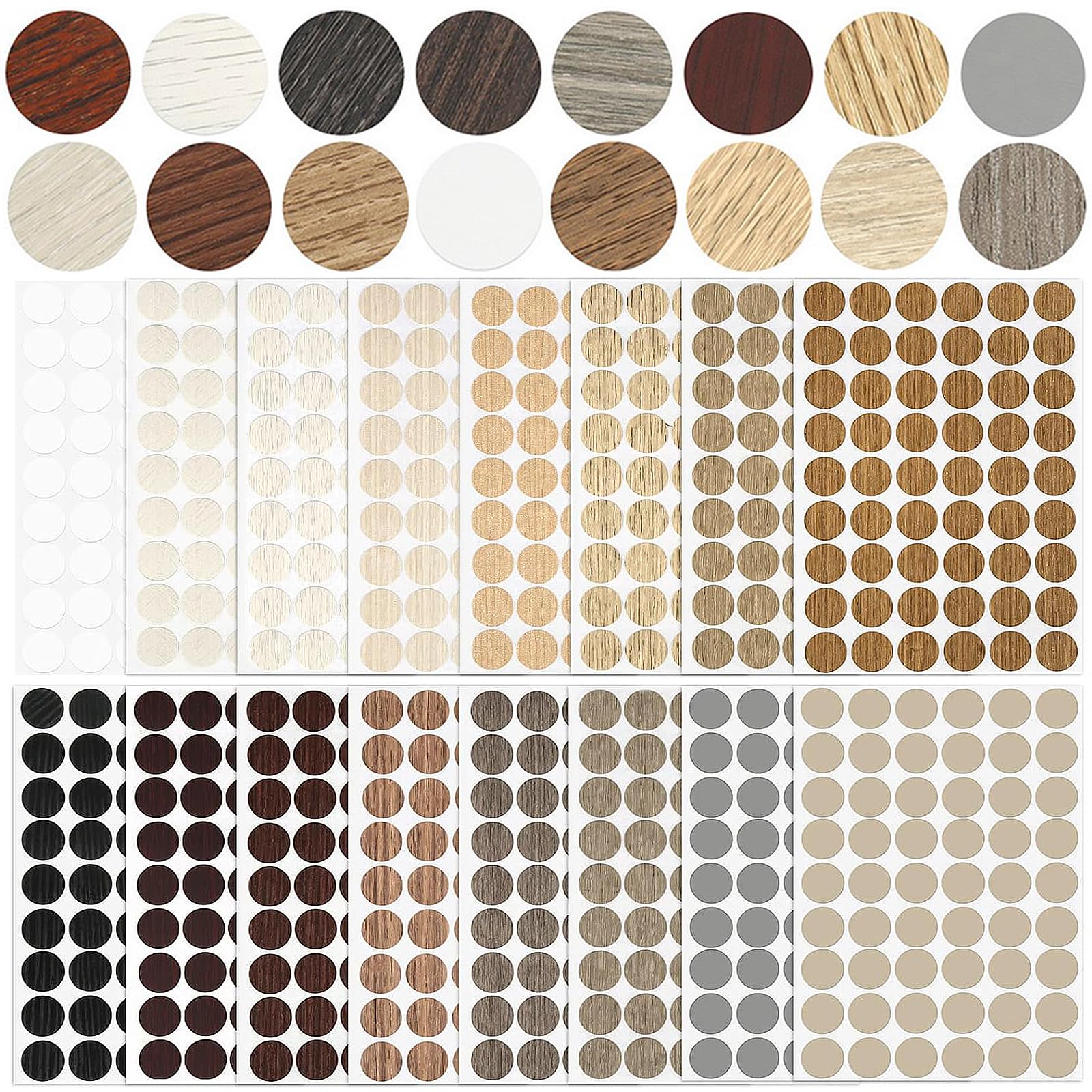648 Piezas De Calcomanías Para Cubrir Agujeros De Tornillo, 12 Hojas Para Cubrir Agujeros De Muebles, Calcomanías De 12 Colores Adhesivos Texturizados De Madera, Impermeable, Grano De Madera Para