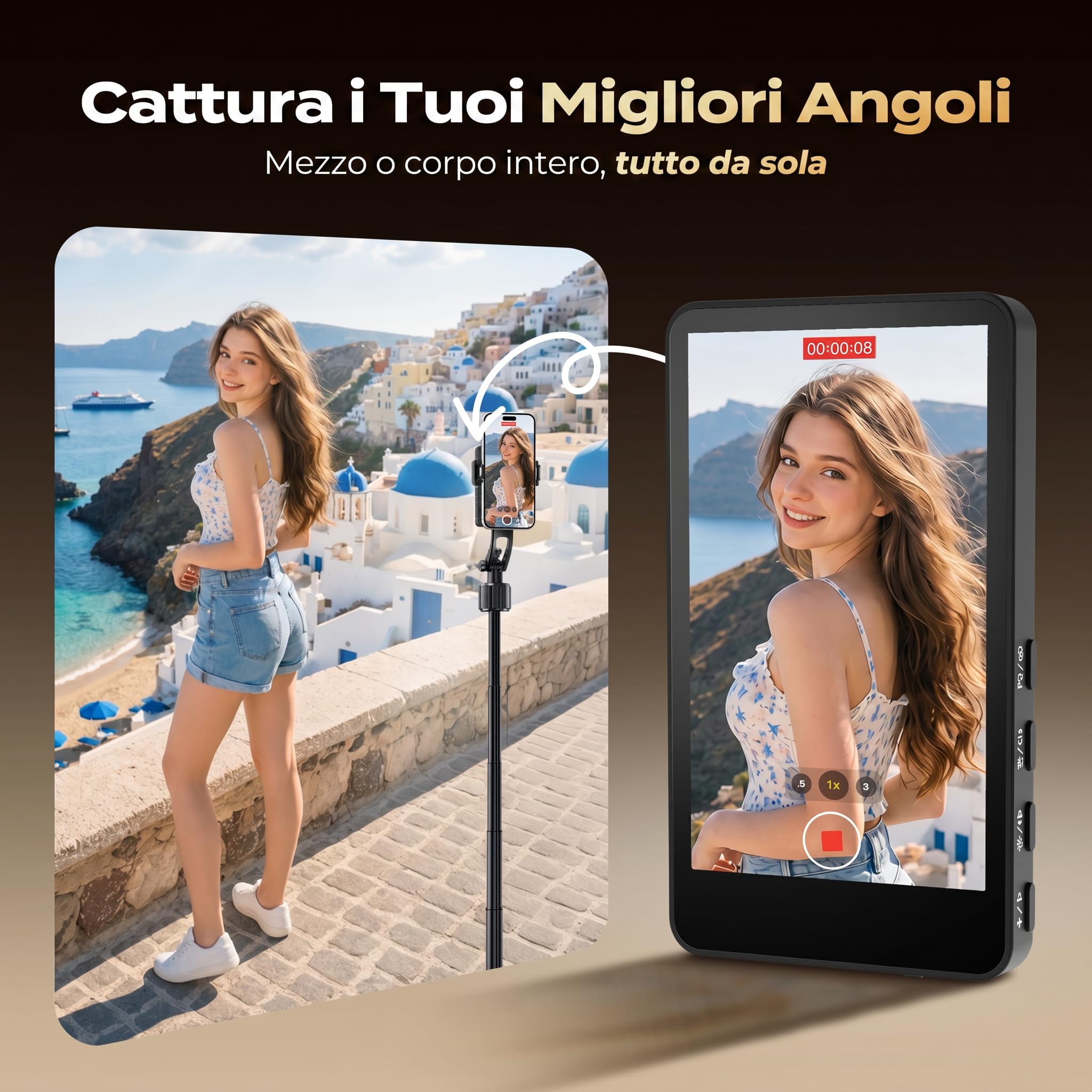 SYNCO XView Vlog Selfie Monitor Schermo per iPhone 7-17, Wireless Magnetico Telecamera Posteriore Phone Monitor con Gamma 164FT, Batteria 3H, Altoparlante Integrato per Youtube TikTok Live (Nero)