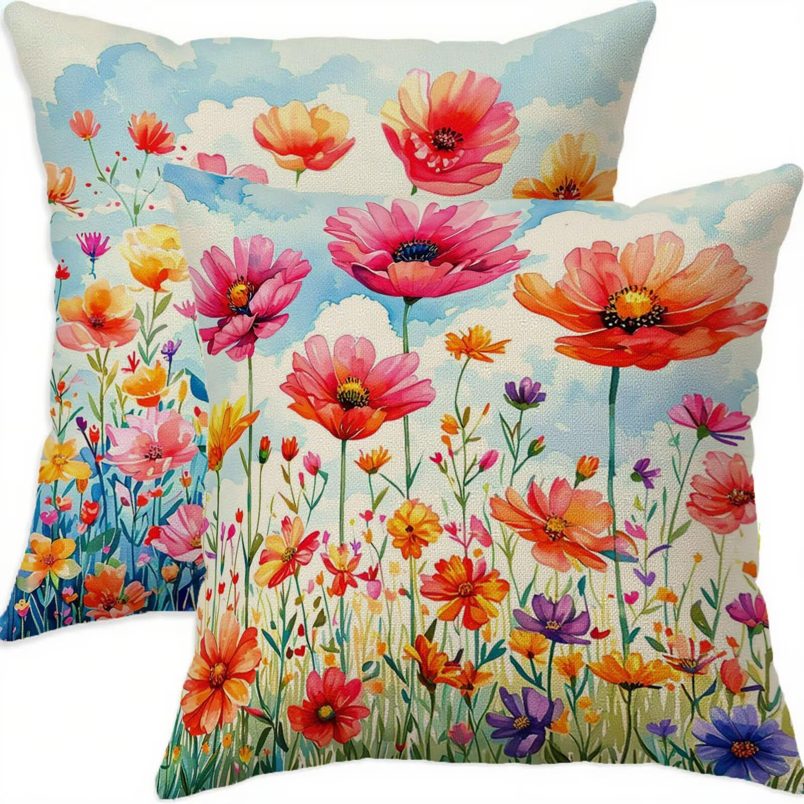Housses de coussin 70x70cm imperméables rose contre les taches pour canapé patio