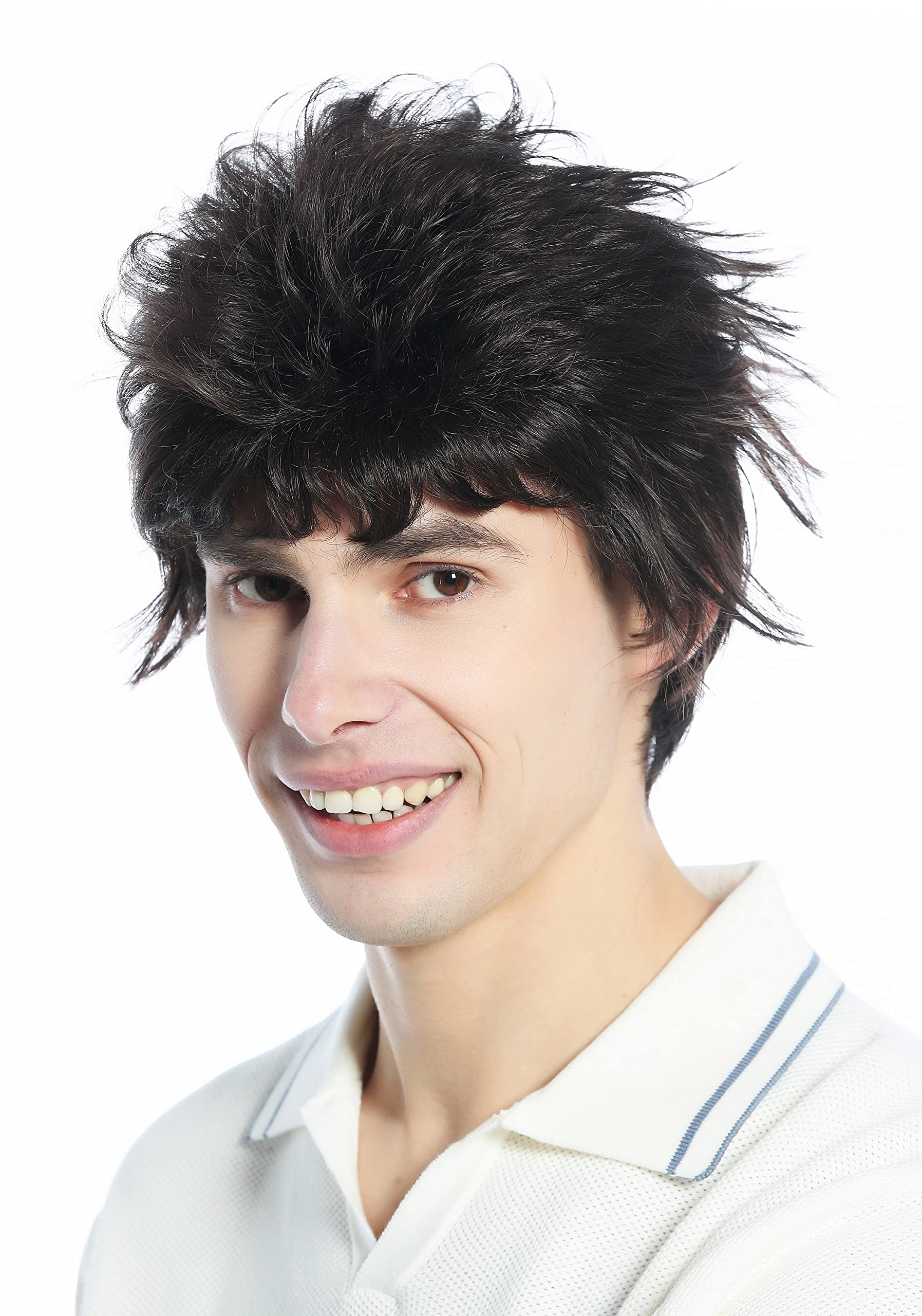 WIG ME UP - M-252A-6 Wig Men Women unisex short wild unkempt 80s retro style brown, brown (6) - Image 2