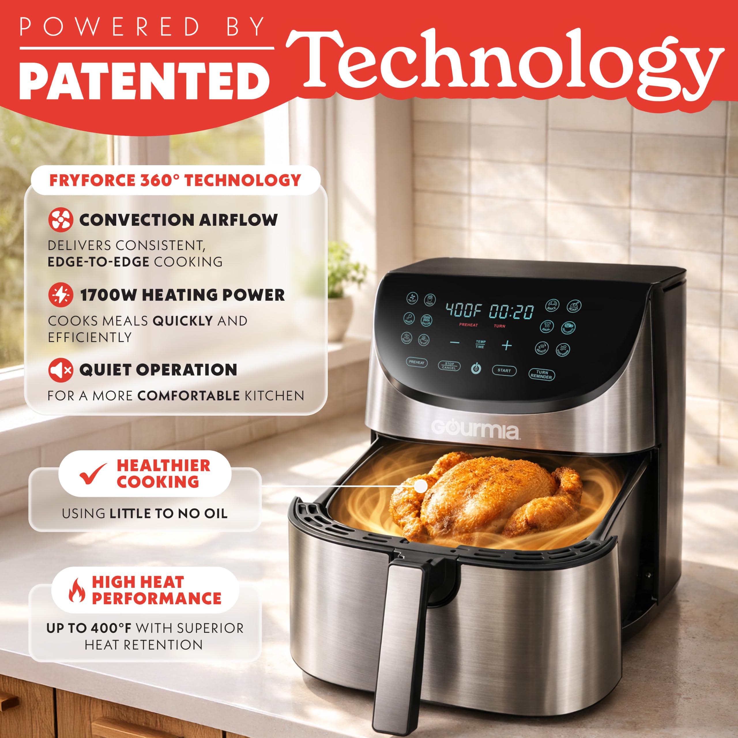Gourmia Air Fryer Oven Display Digital 8 Quart Panela AirFryer