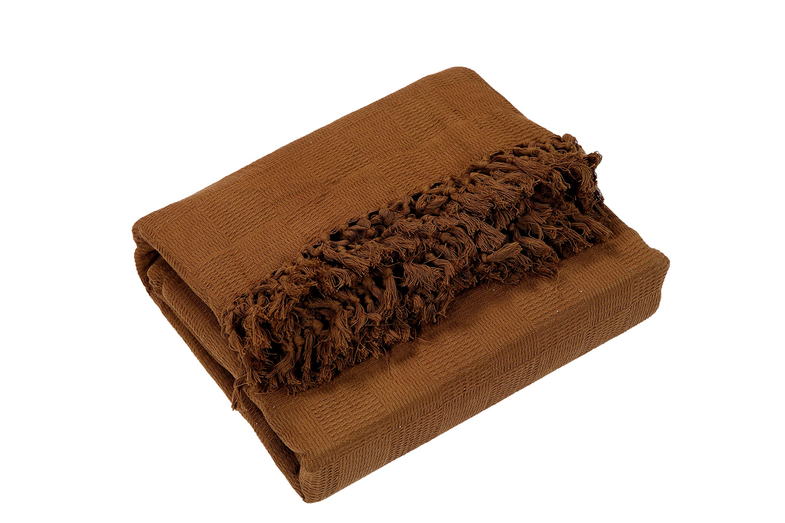 Ascot Cotton Blanket Settee Throw (Chocolate, 102 x 102)