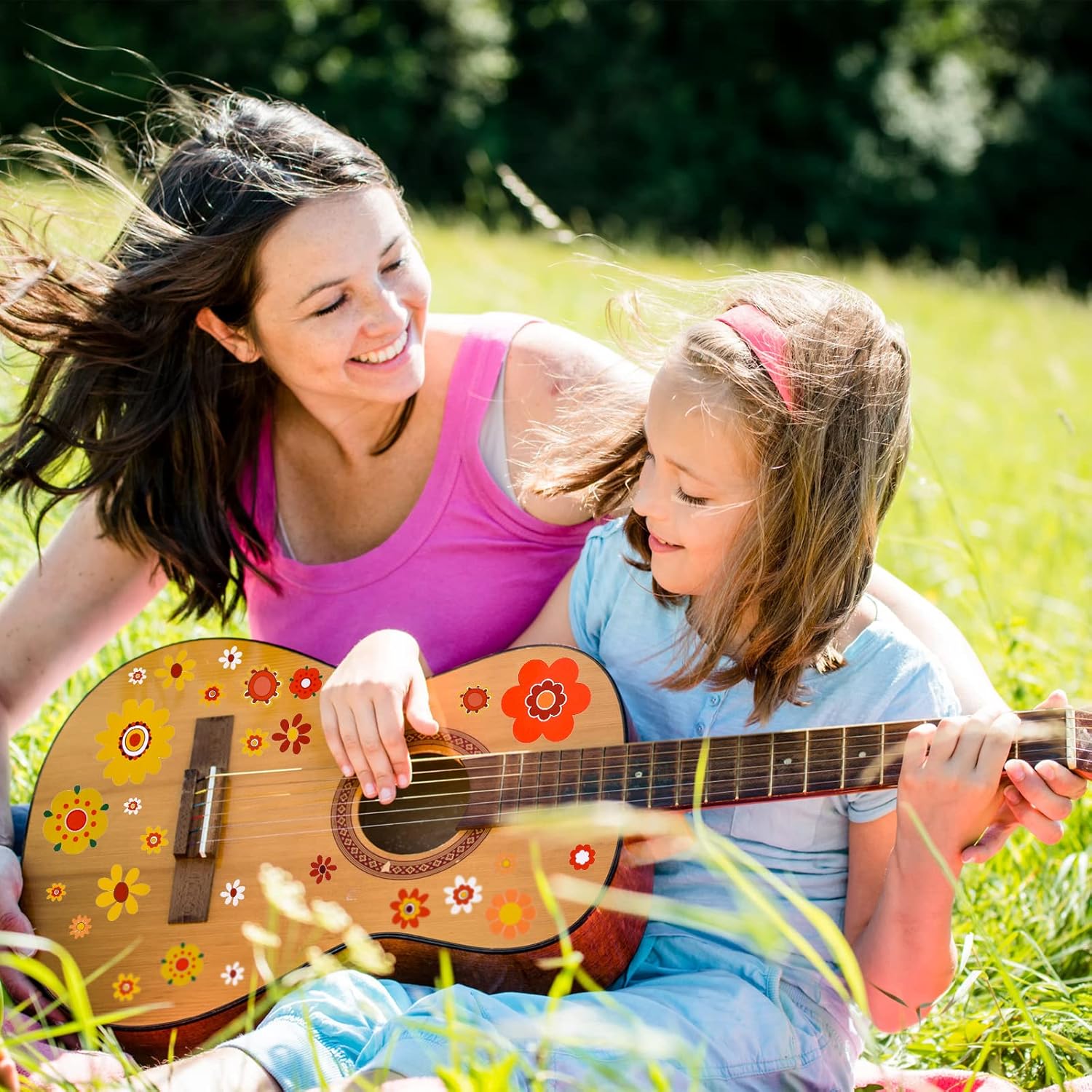 Leinuosen Daisy Stickers 135 Pcs Flower Car Decals 60's Hippie Stickers Daisy Vinyl Retro Groovy Flower Decals for Car Laptops Skateboards Luggage Wall Window Decoration - Image 6